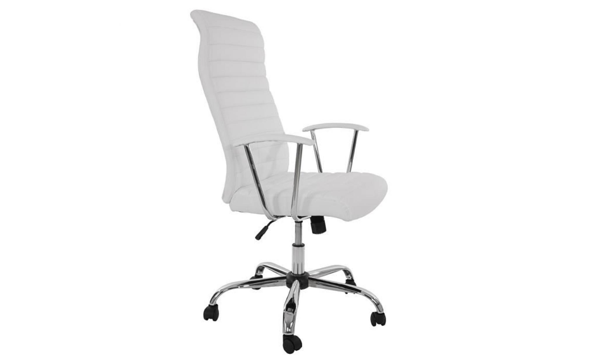 fauteuil/chaise de bureau cagliari, ergonomique, pu, blanc pas cher