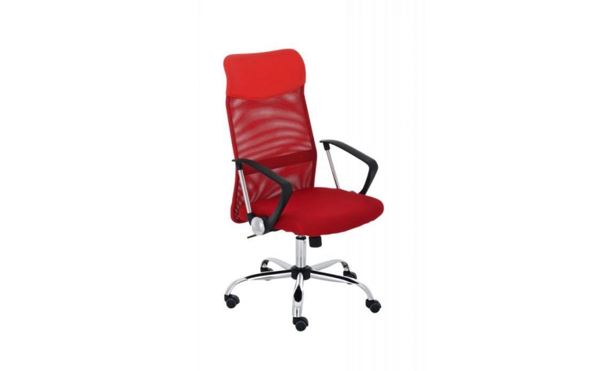 fauteuil chaise de bureau en maille rouge avec 5 roulettes bur10023