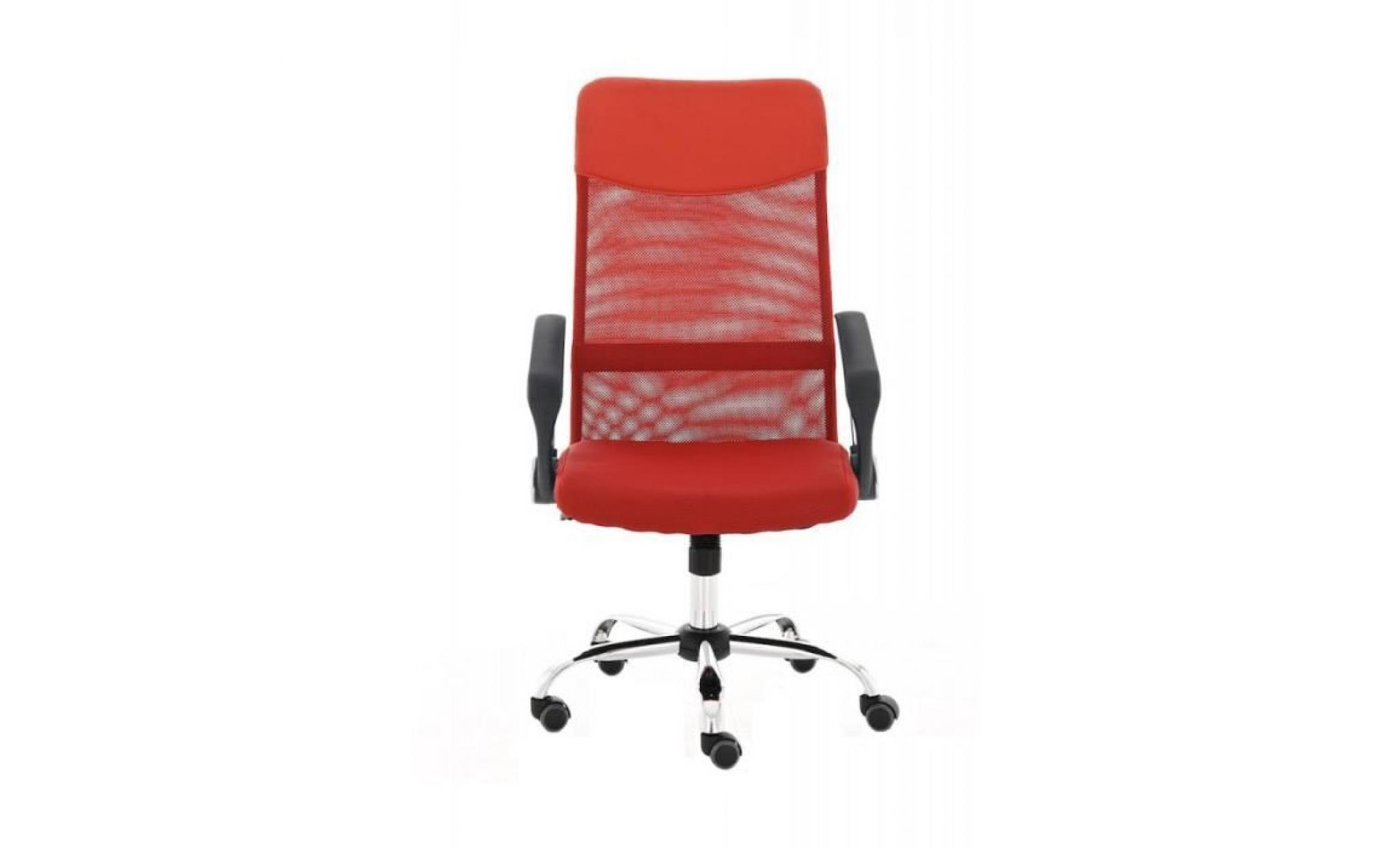 fauteuil chaise de bureau en maille rouge avec 5 roulettes bur10023 pas cher