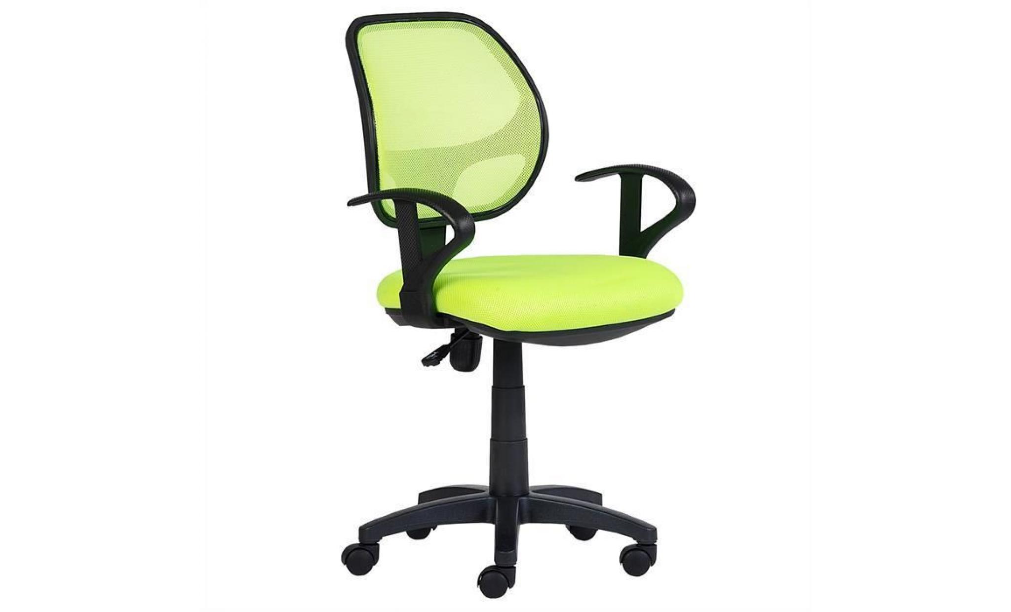 chaise de bureau pour enfant cool fauteuil pivotant et ergonomique avec accoudoirs, siège à roulettes et hauteur réglable, mesh vert