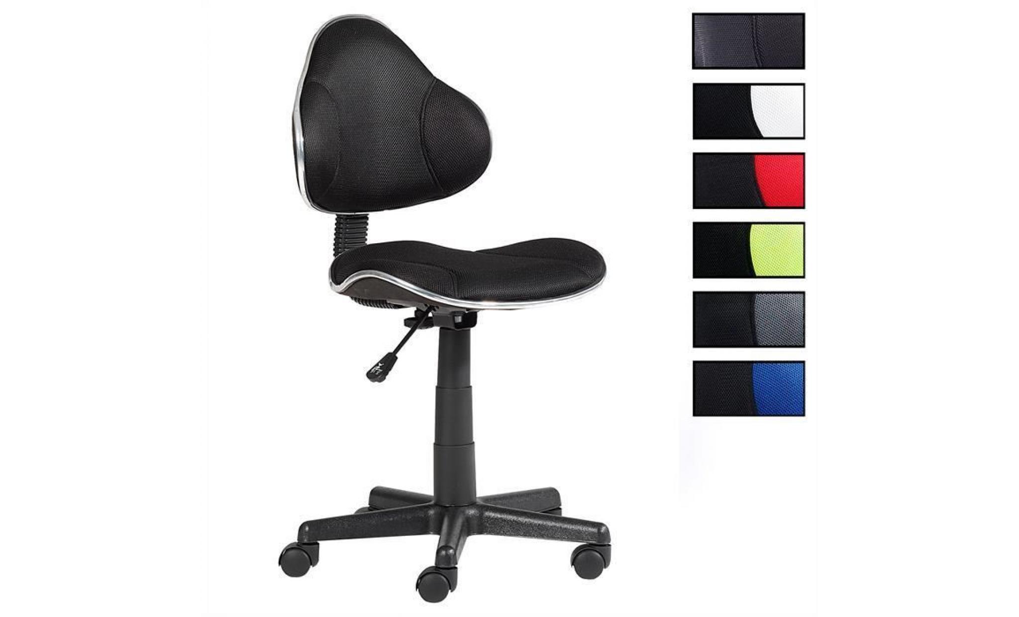 chaise de bureau pour enfant alondra fauteuil pivotant avec hauteur réglable, revêtement en mesh noir/noir