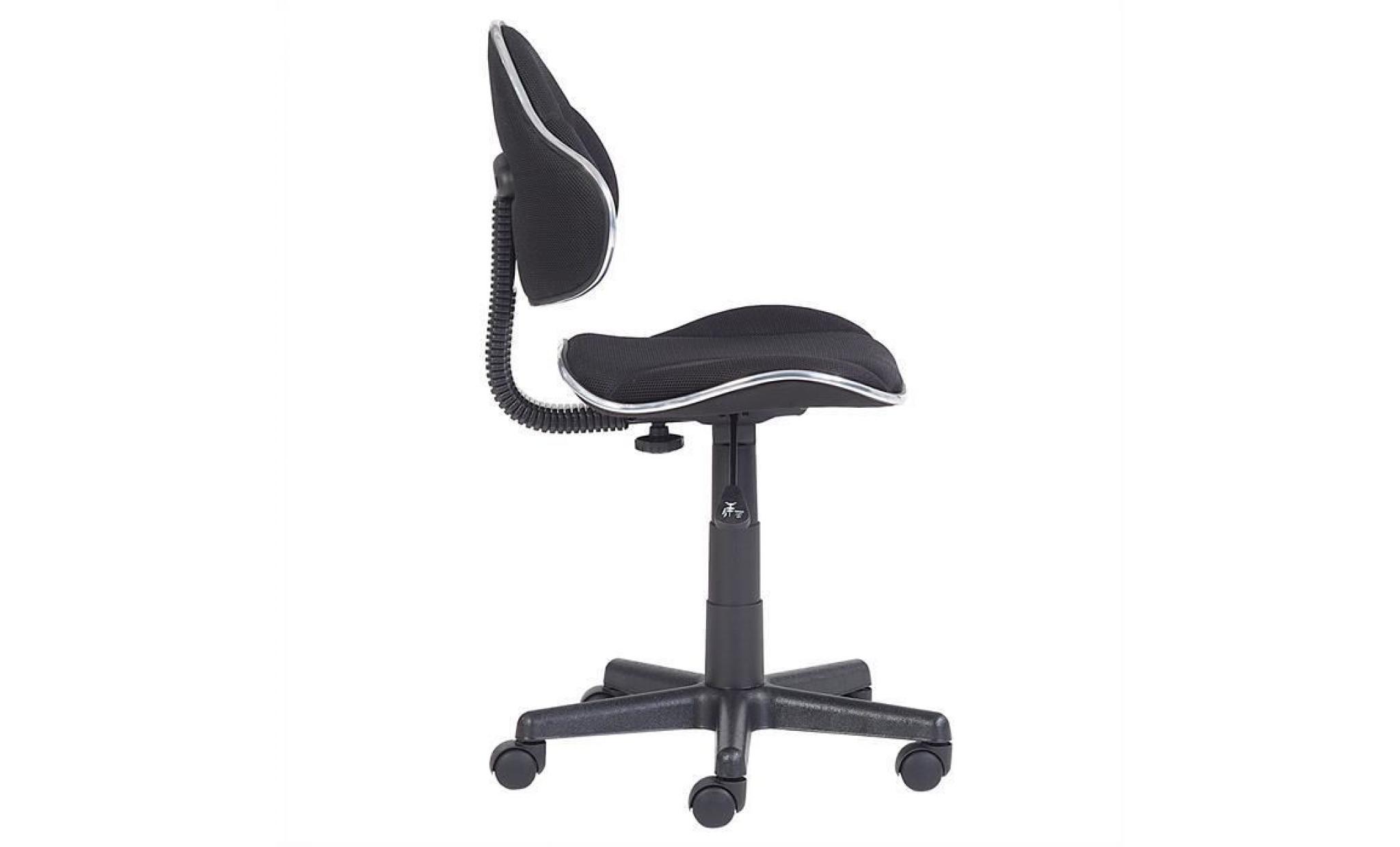 chaise de bureau pour enfant alondra fauteuil pivotant avec hauteur réglable, revêtement en mesh noir/noir pas cher