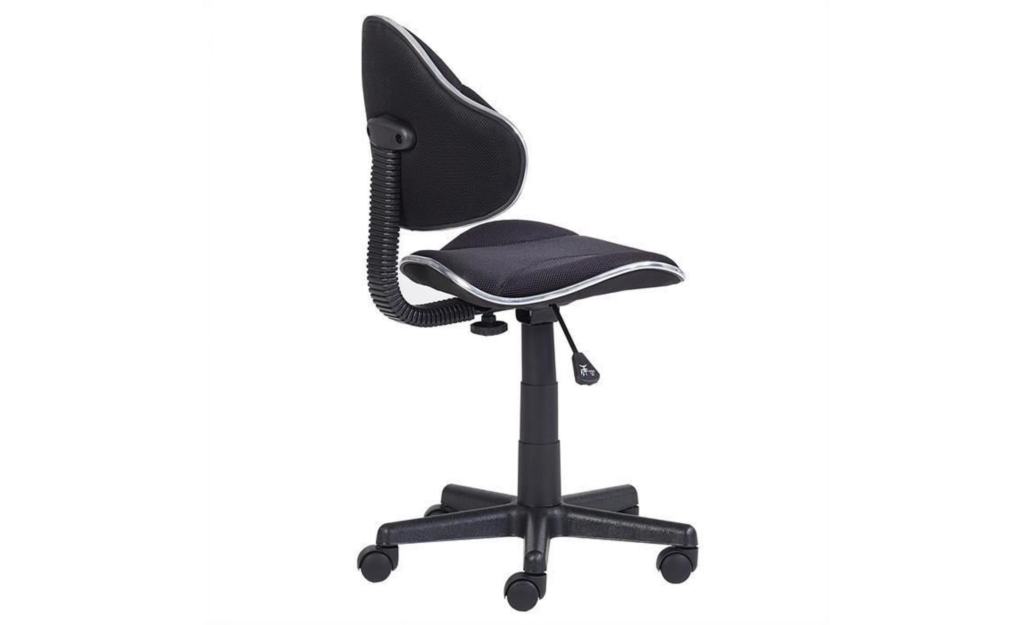 chaise de bureau pour enfant alondra fauteuil pivotant avec hauteur réglable, revêtement en mesh noir/noir pas cher