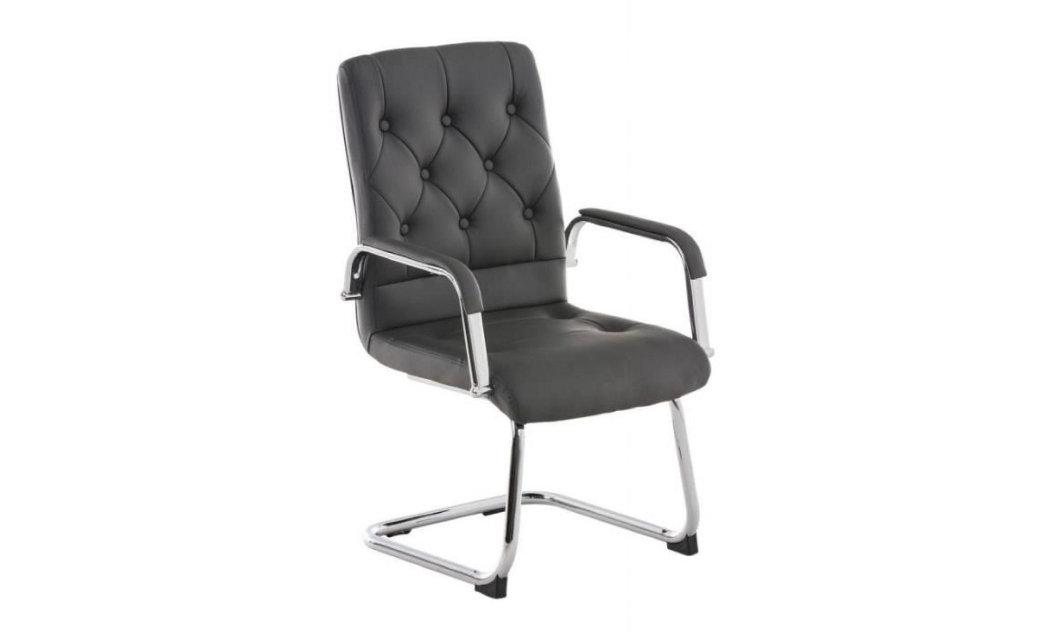 fauteuil chaise de bureau ergonomique sans roulette en pu crème bur10045