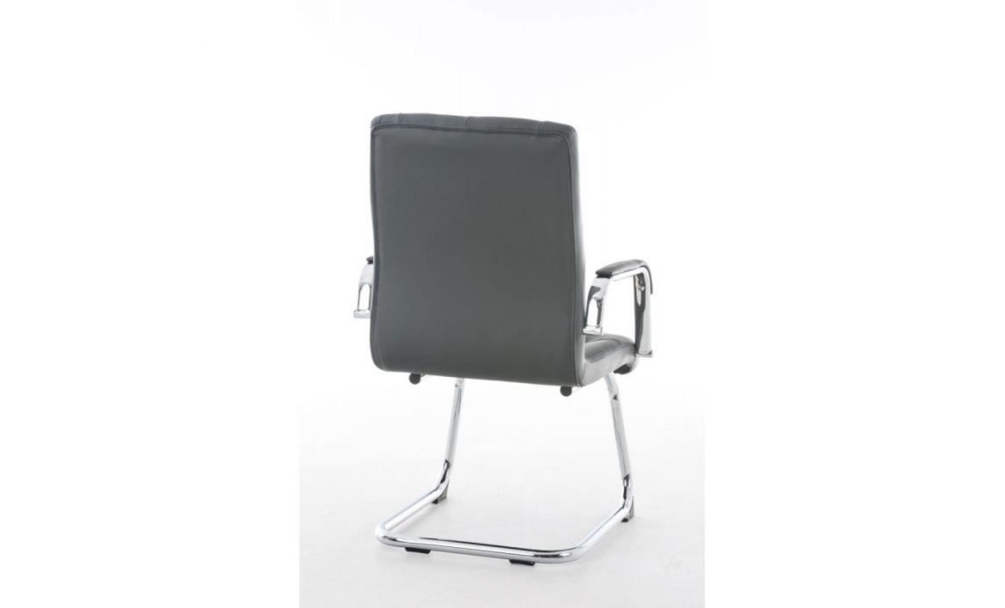 fauteuil chaise de bureau ergonomique sans roulette en pu crème bur10045 pas cher