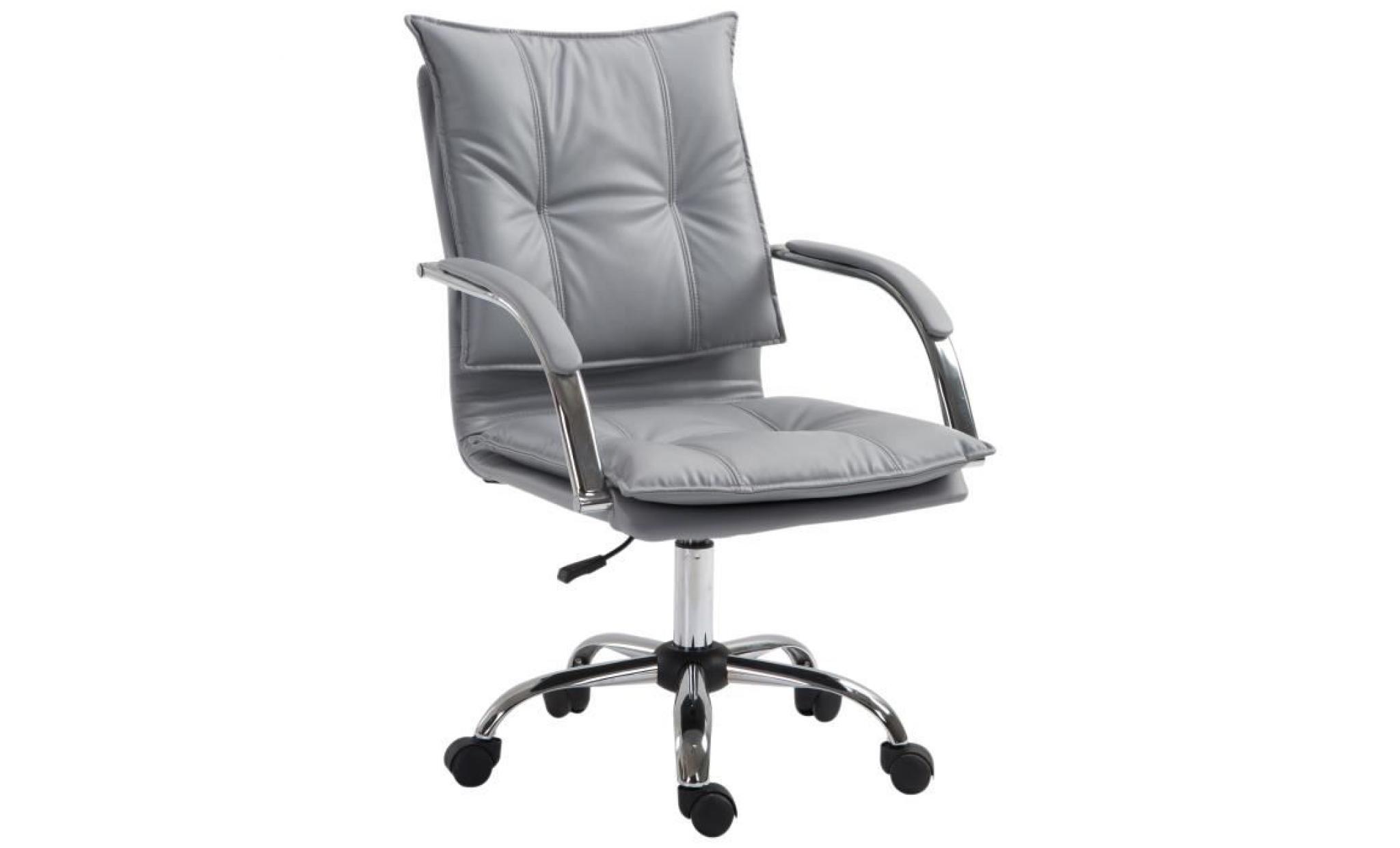 fauteuil chaise de bureau manager grand confort rembourrage haute densité assise dossier accoudoirs simili cuir gris 64x57x58cm gris
