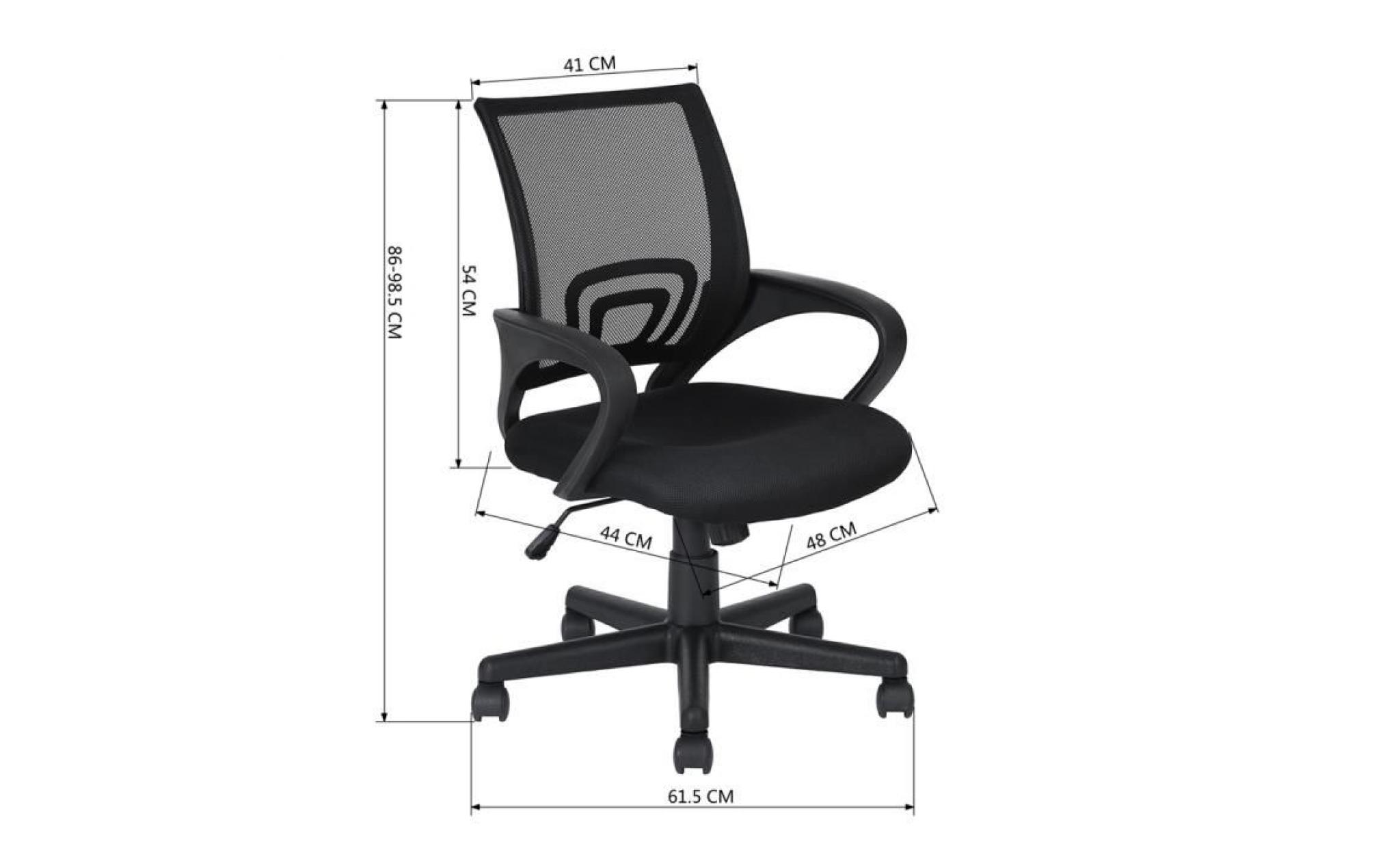 fauteuil chaise de bureau   réglable confortable   pp plastique réseau noir pivotant à 360  59*58*92 104cm pas cher