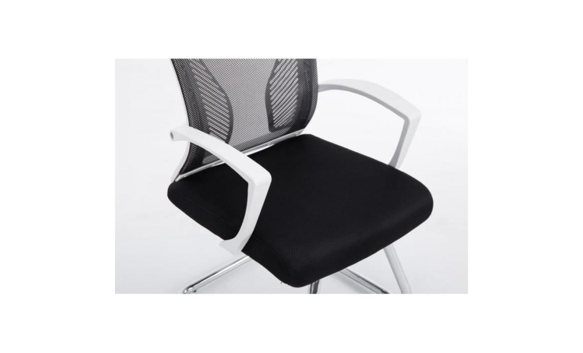 fauteuil chaise de bureau sans roulette noir tissu et métal chromé bur10107 pas cher