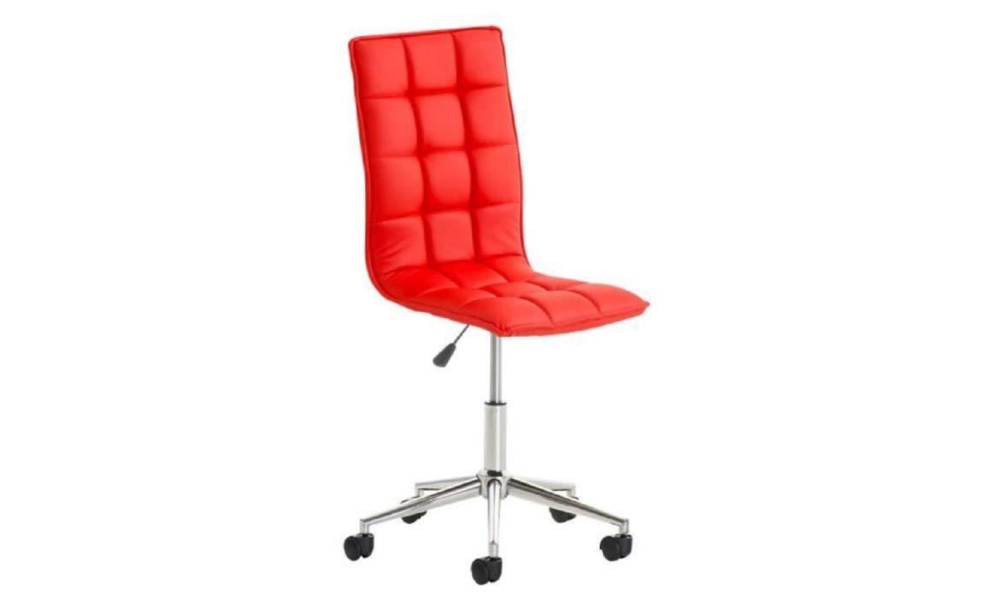 fauteuil chaise de bureau tabouret à roulette en pu rouge bur10079