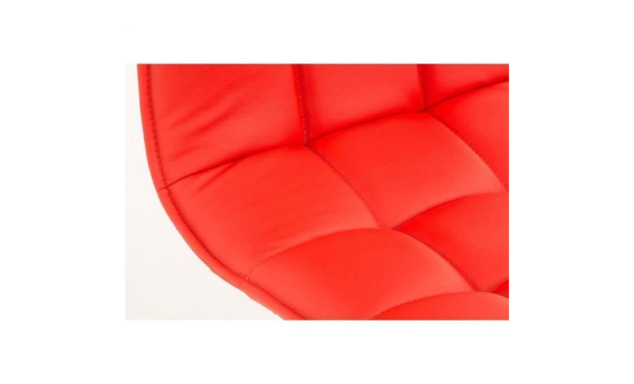 fauteuil chaise de bureau tabouret à roulette en pu rouge bur10079 pas cher