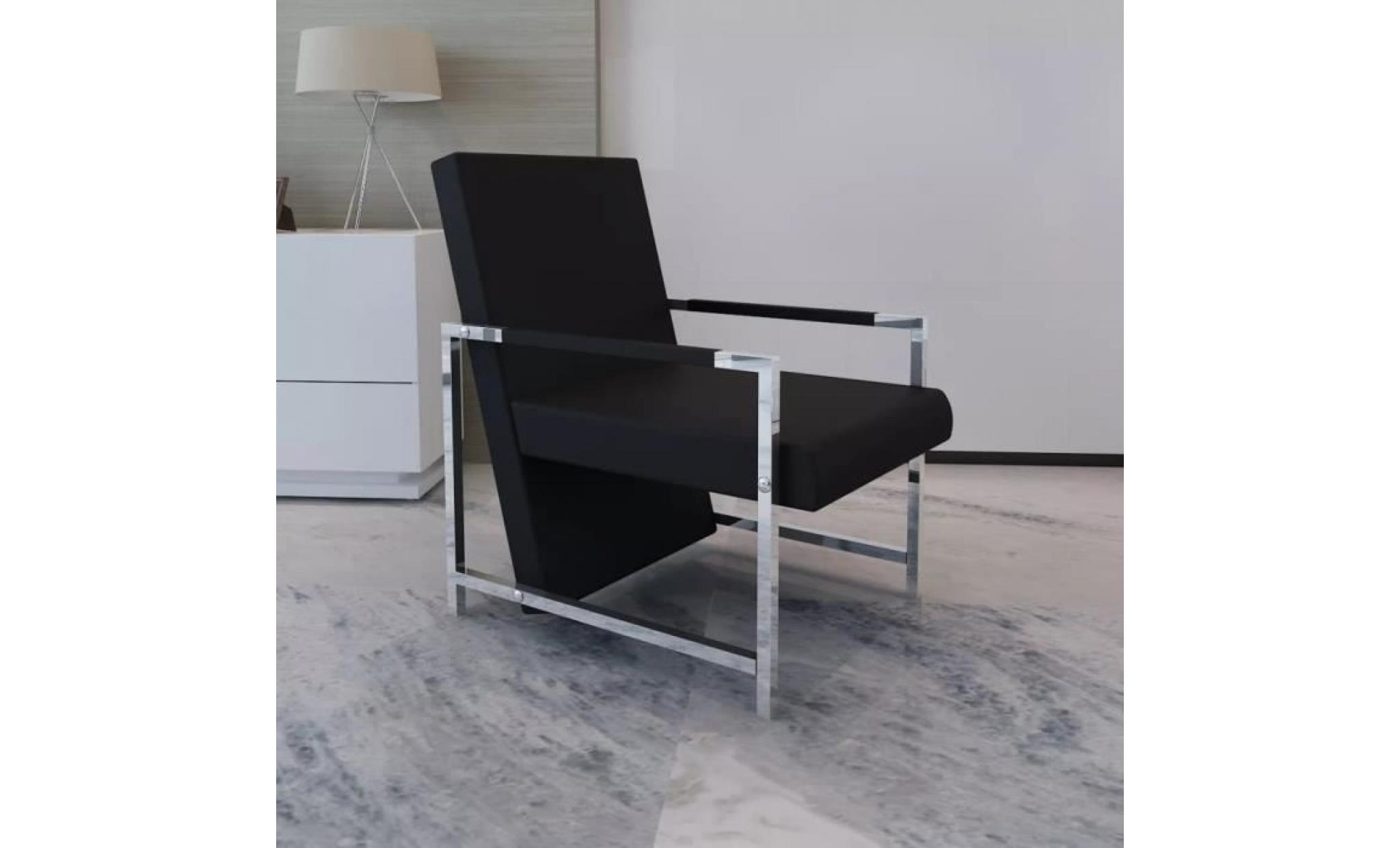 fauteuil chaise siège magnifique avec pieds chromés noir