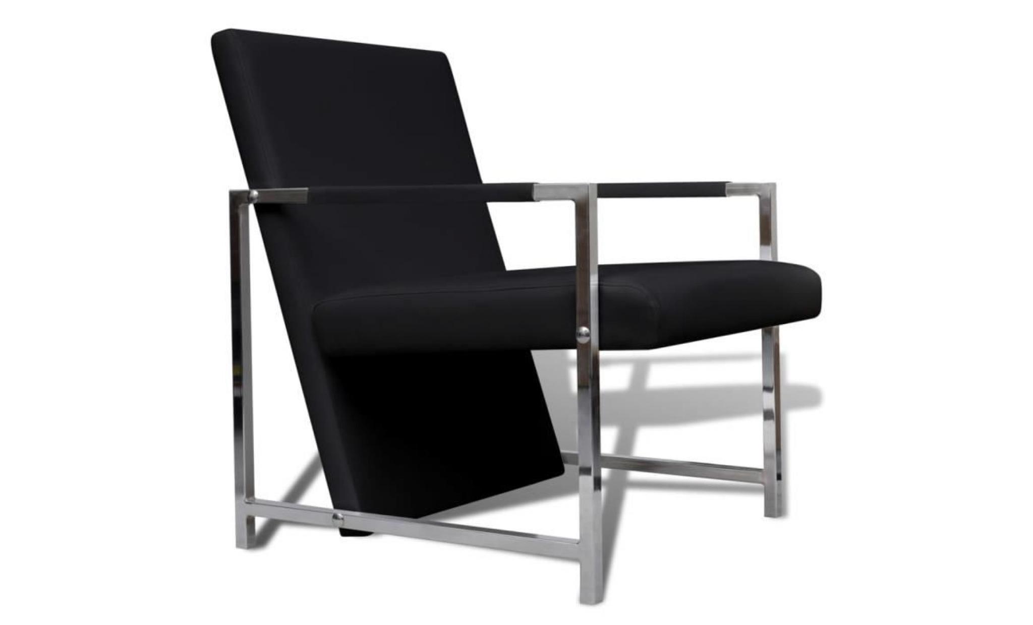 fauteuil chaise siège magnifique avec pieds chromés noir pas cher