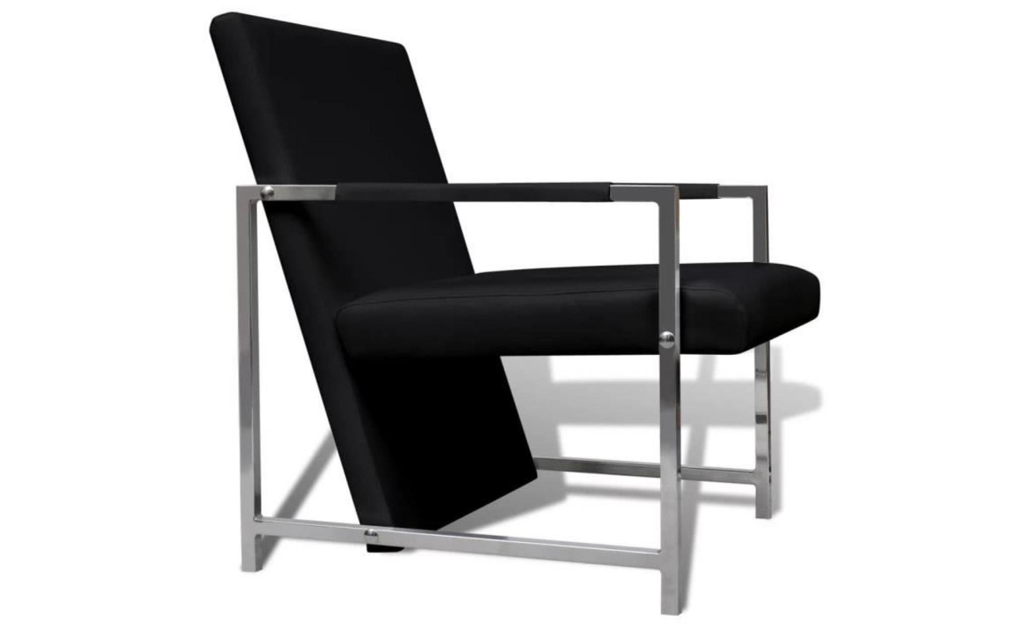 fauteuil chaise siège magnifique avec pieds chromés noir pas cher