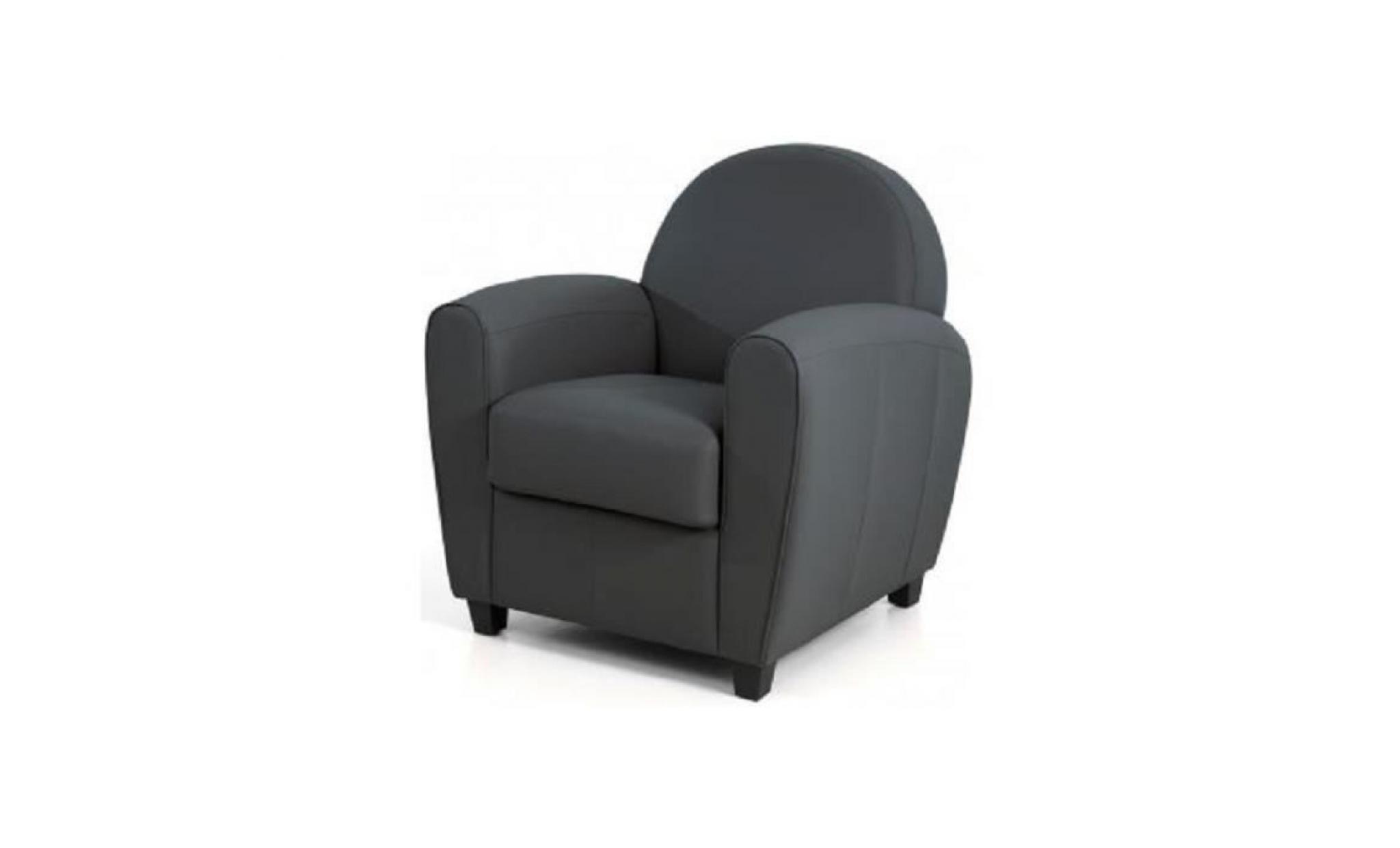 fauteuil club effet cuir anthracite patricia