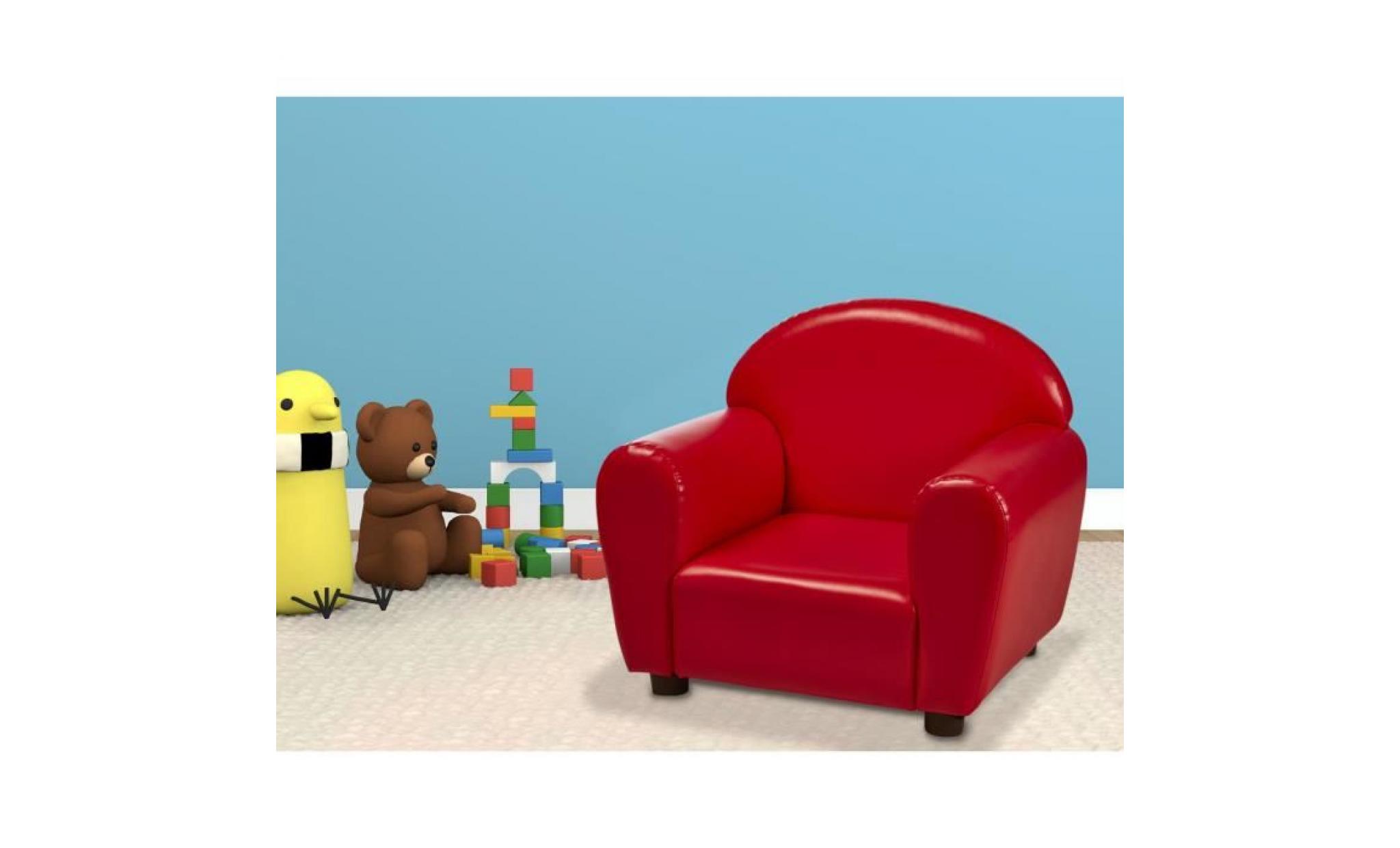 fauteuil club enfant   simili rouge   contemporain   l 50 x p 40 cm pas cher