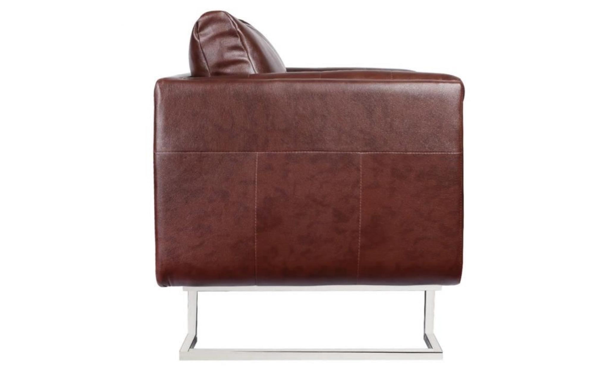 fauteuil cube avec pieds chromés cuir synthétique noir  85,5 x 63 x 74 c pas cher