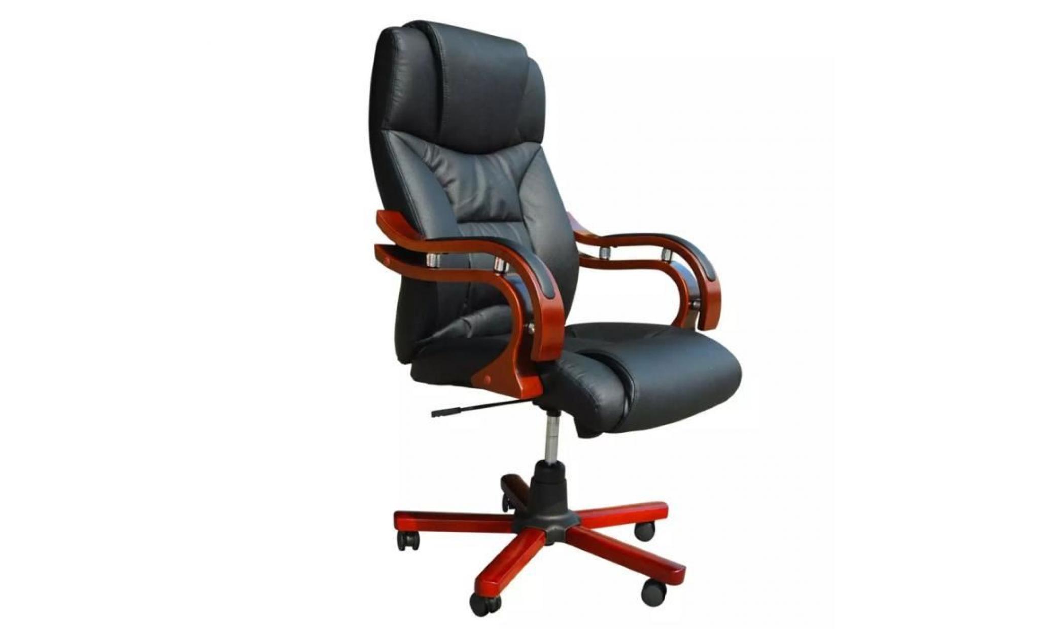 fauteuil cuir mélangé noir et éléments bois fauteuil de bureau fauteuil gamer fauteuil scandinave