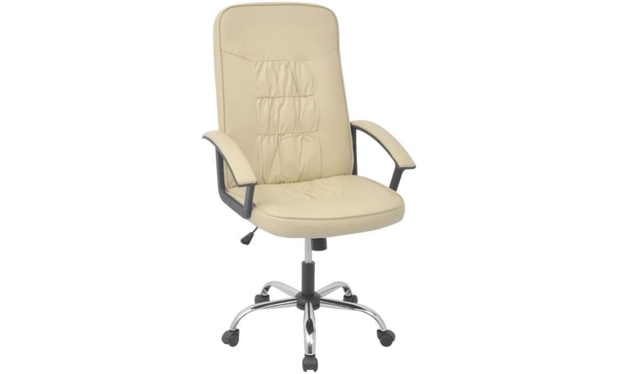 fauteuil cuir synthétique fauteuil de bureau fauteuil gamer 67 x 70 cm crème