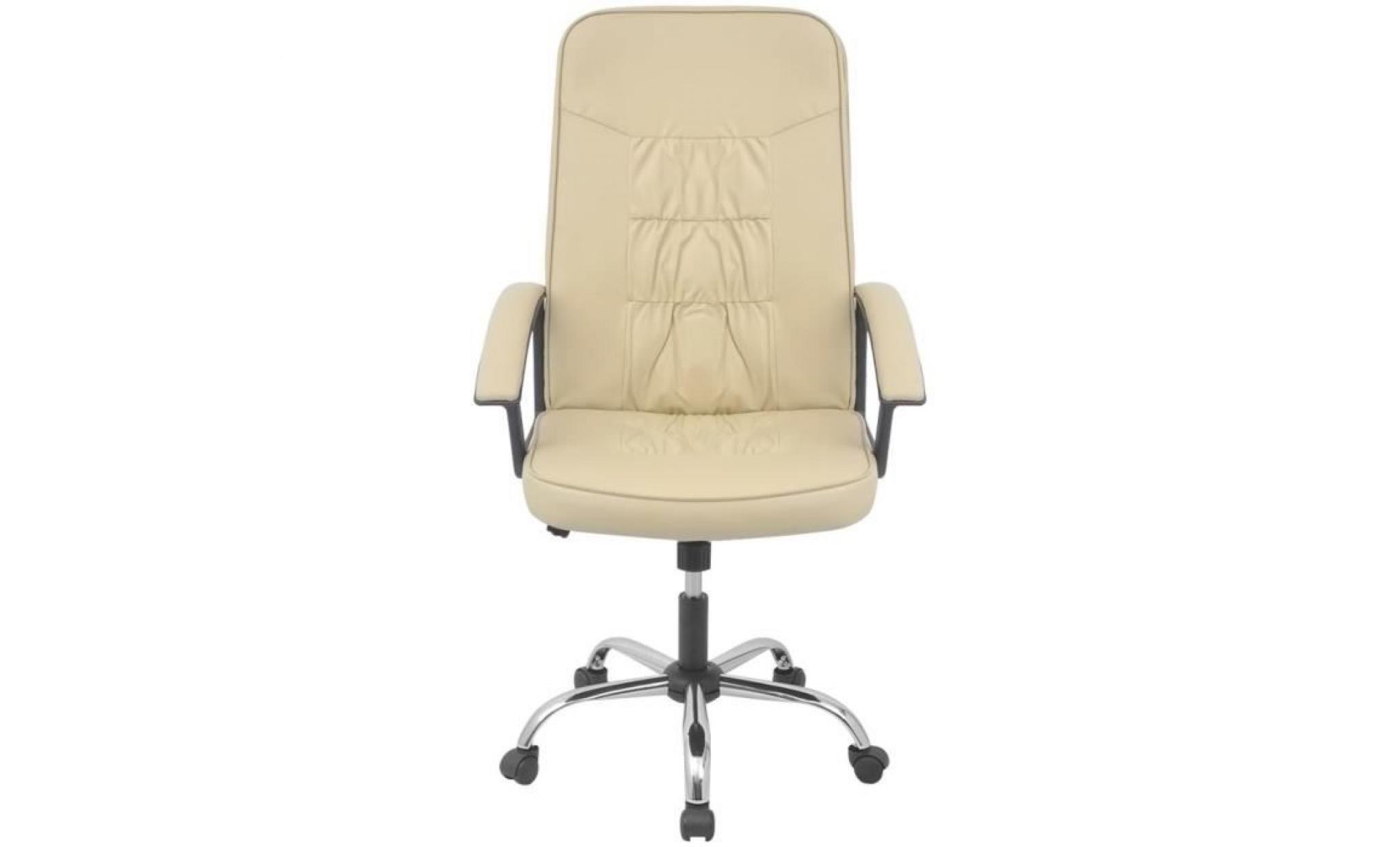 fauteuil cuir synthétique fauteuil de bureau fauteuil gamer 67 x 70 cm crème pas cher