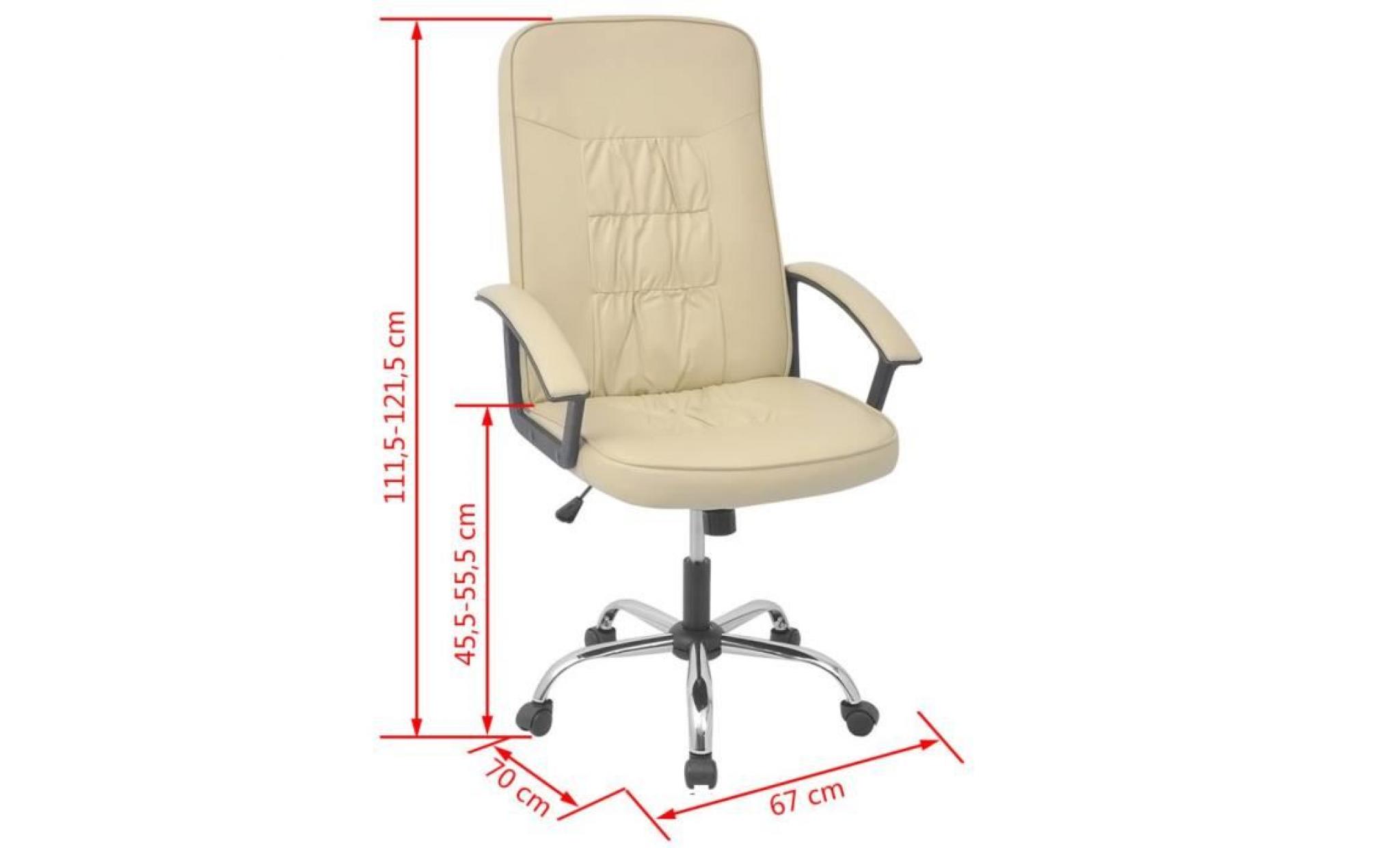 fauteuil cuir synthétique fauteuil de bureau fauteuil gamer 67 x 70 cm crème pas cher