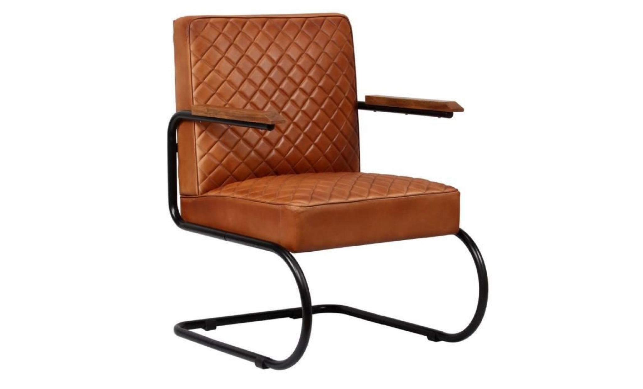 fauteuil cuir véritable 63 x 75 x 88 cm marron clair