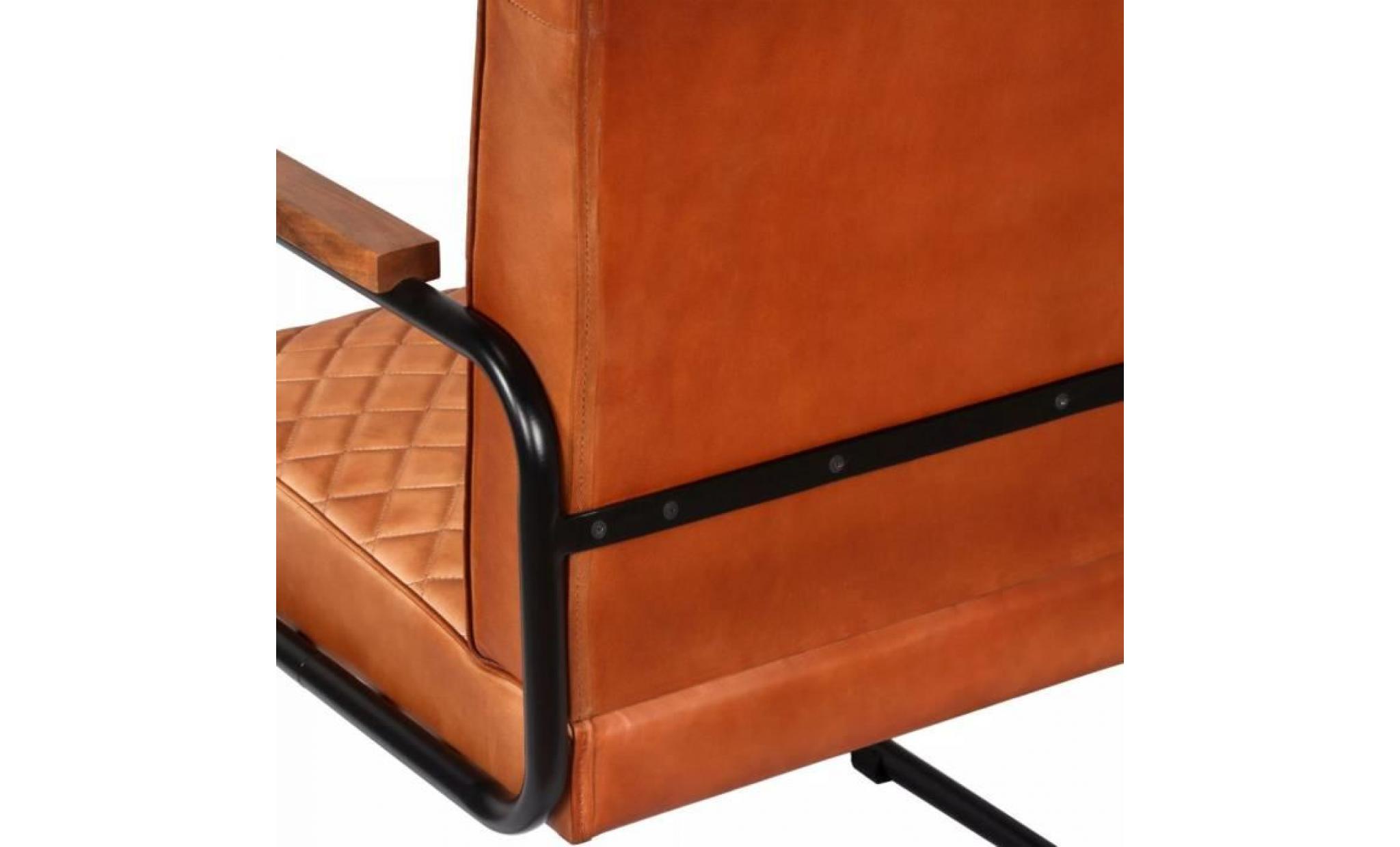 fauteuil cuir véritable 63 x 75 x 88 cm marron clair pas cher