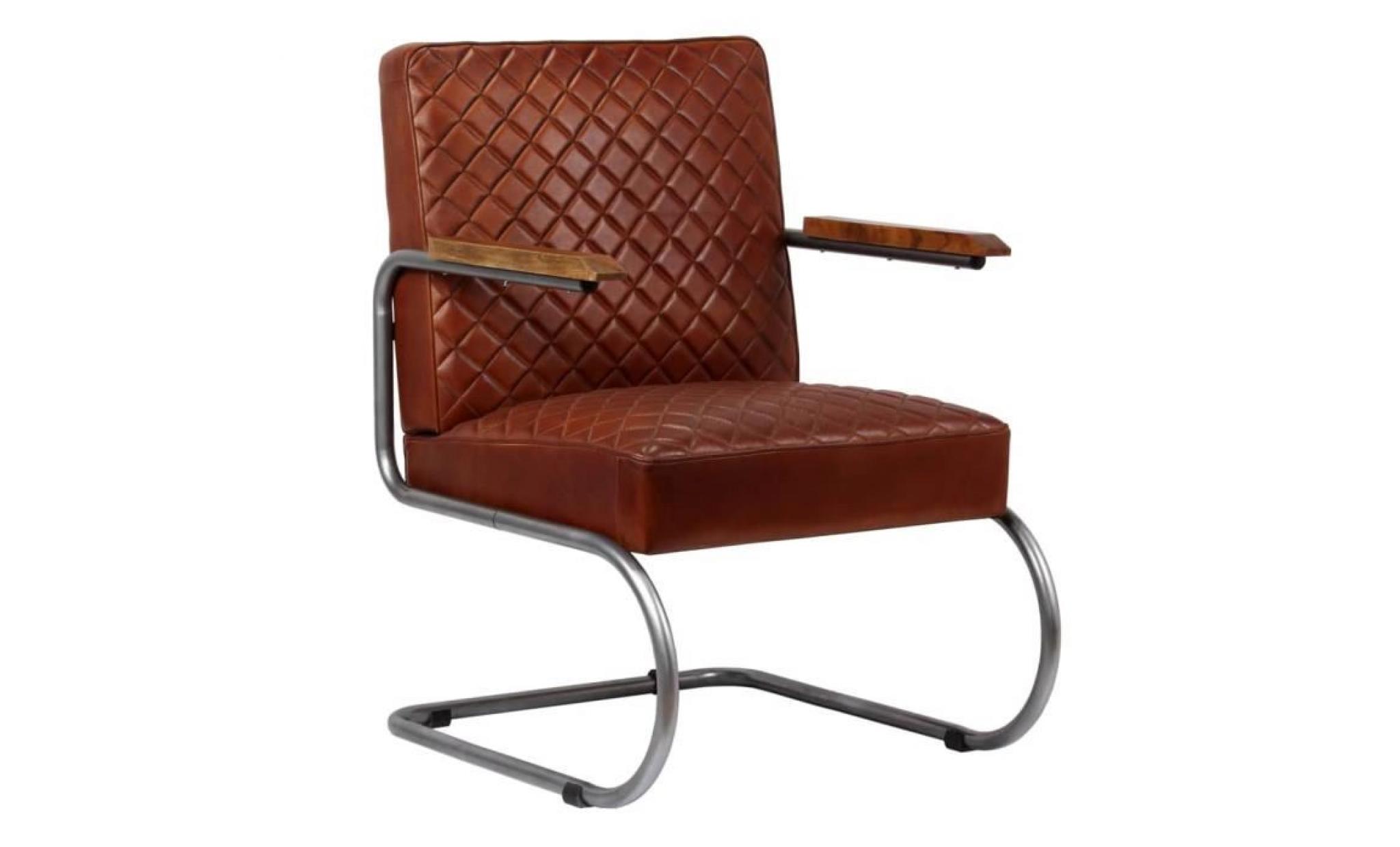 fauteuil cuir véritable 63 x 75 x 88 cm marron foncé