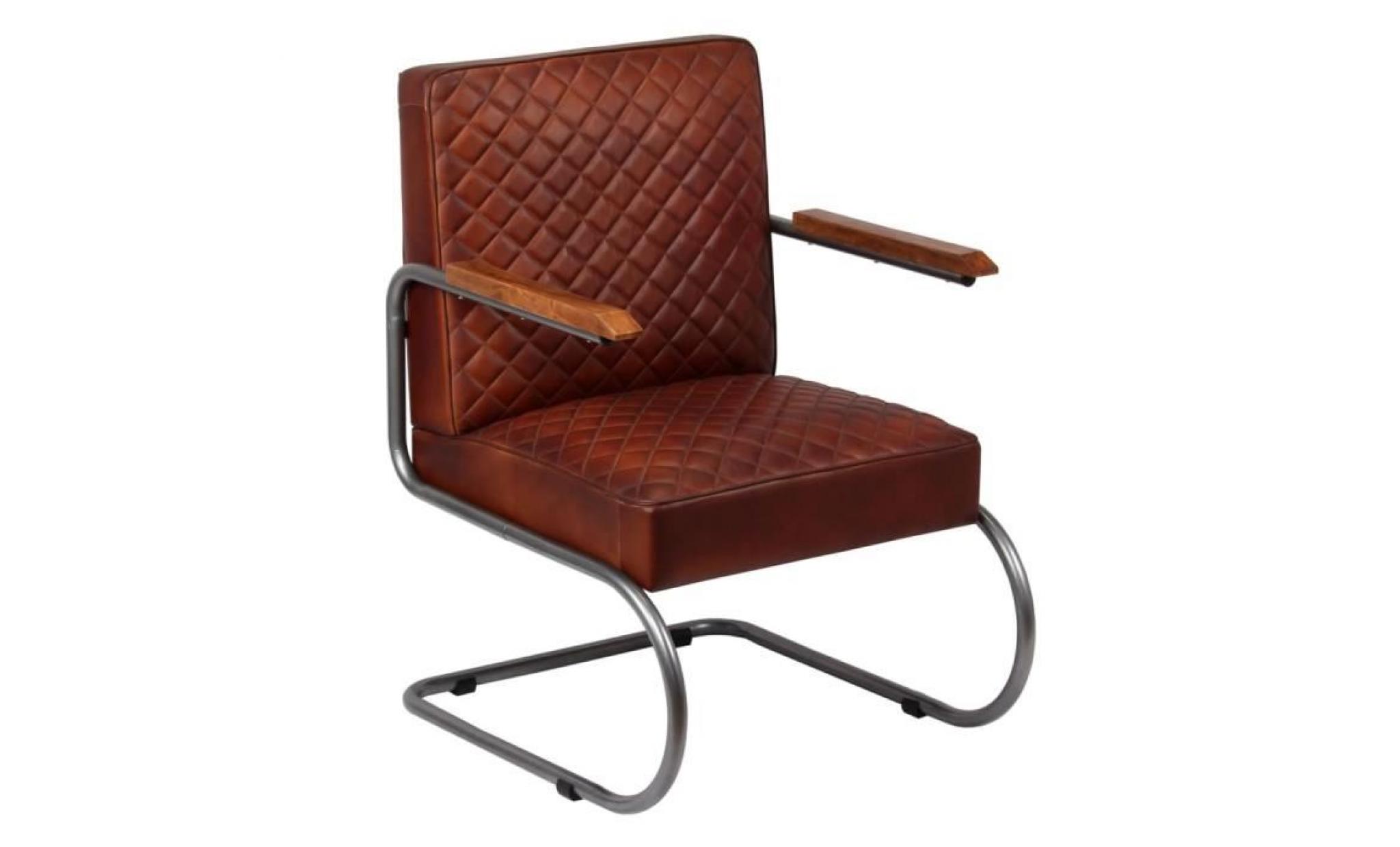fauteuil cuir véritable 63 x 75 x 88 cm marron foncé pas cher