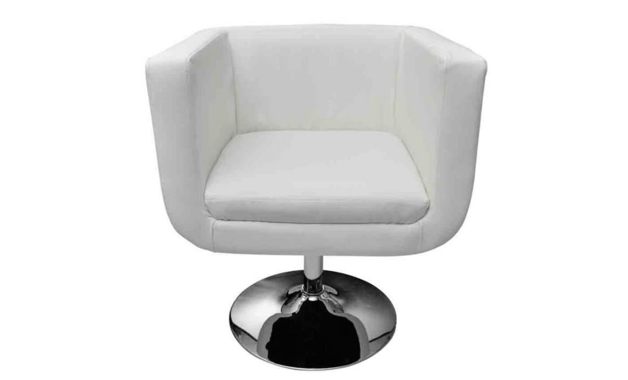 fauteuil de bar blanc design moderne en pu et pieds en acier chromÉ rÉglable pour bureau salon chambre pas cher