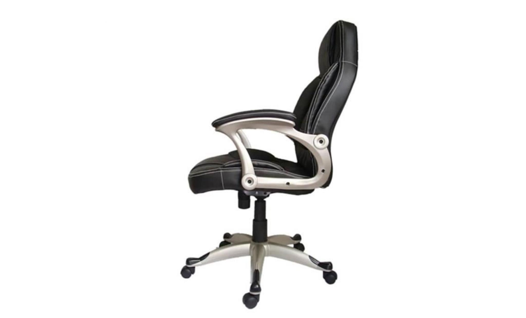 fauteuil de bureau chaise de burau en cuir mélangé noir pas cher