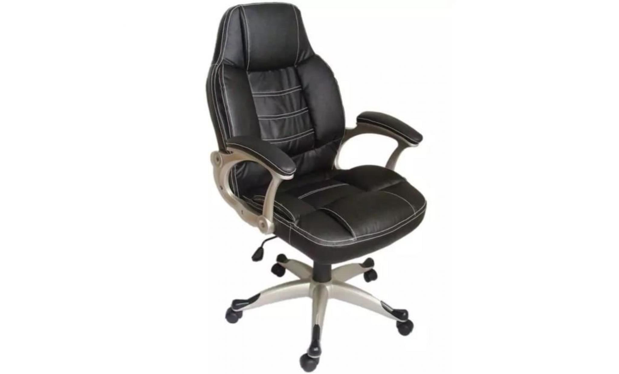 fauteuil de bureau chaise de burau en cuir mélangé noir pas cher