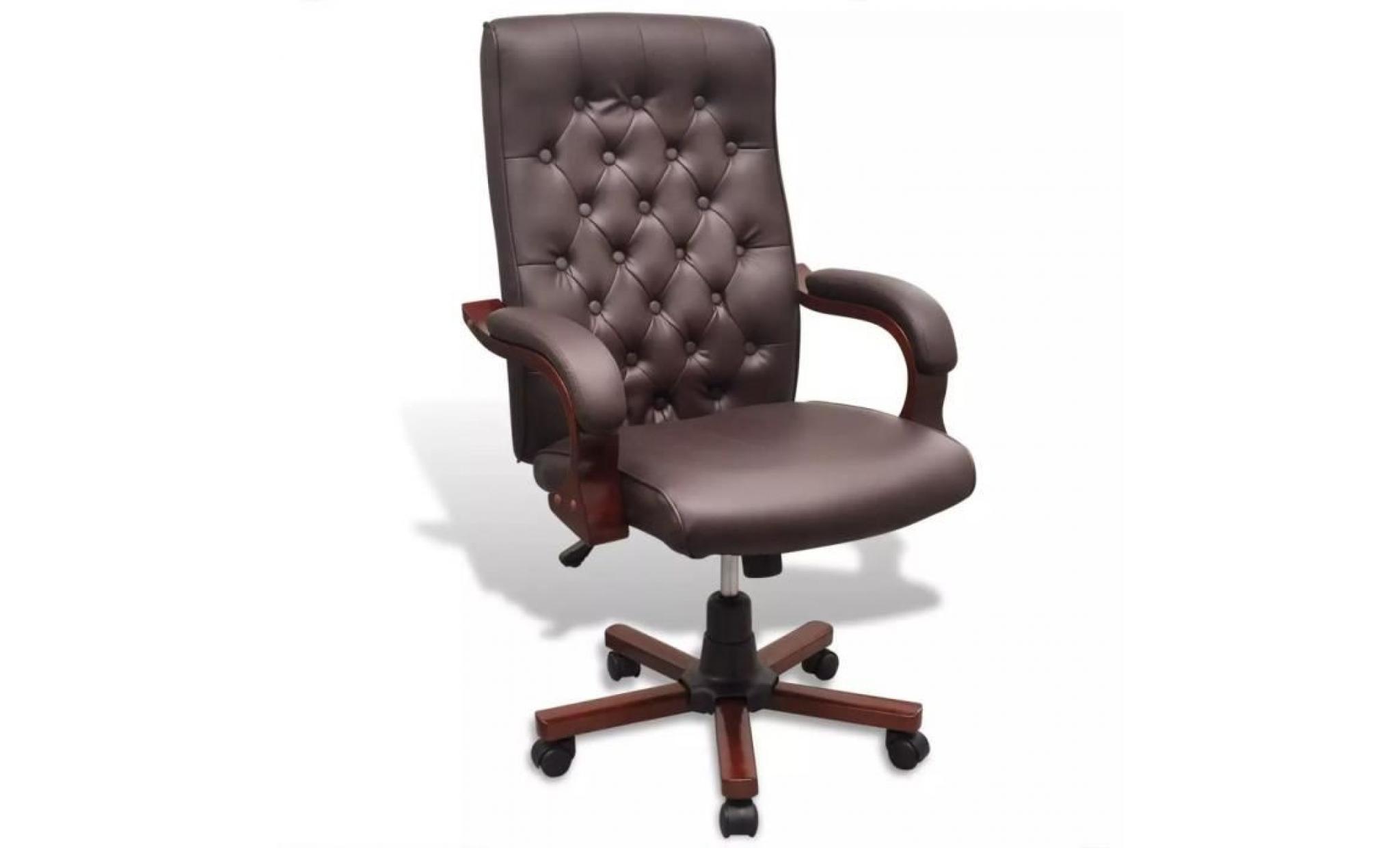 fauteuil de bureau chaise de bureau chesterfield en cuir artificiel marron