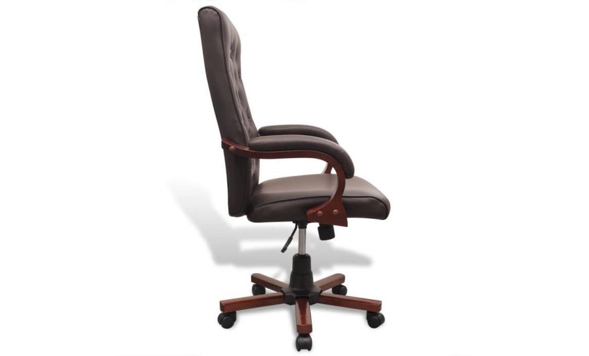 fauteuil de bureau chaise de bureau chesterfield en cuir artificiel marron pas cher