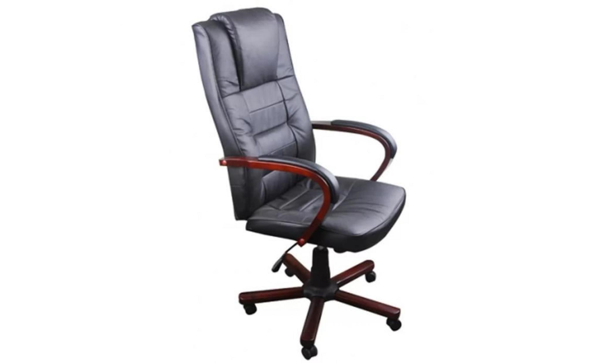 fauteuil de bureau chaise de bureau en cuir mélangé noir 65 x 66 x 107  117 cm