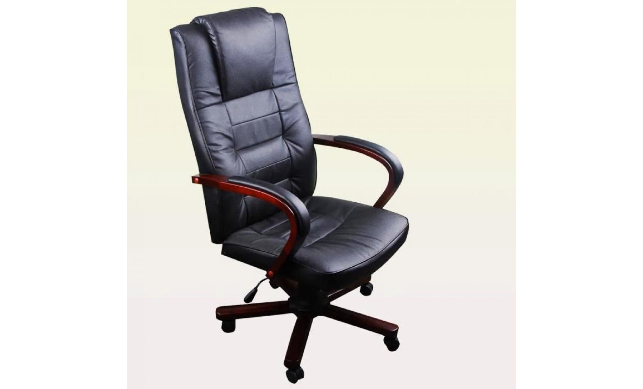 fauteuil de bureau chaise de bureau en cuir mélangé noir 65 x 66 x 107  117 cm pas cher