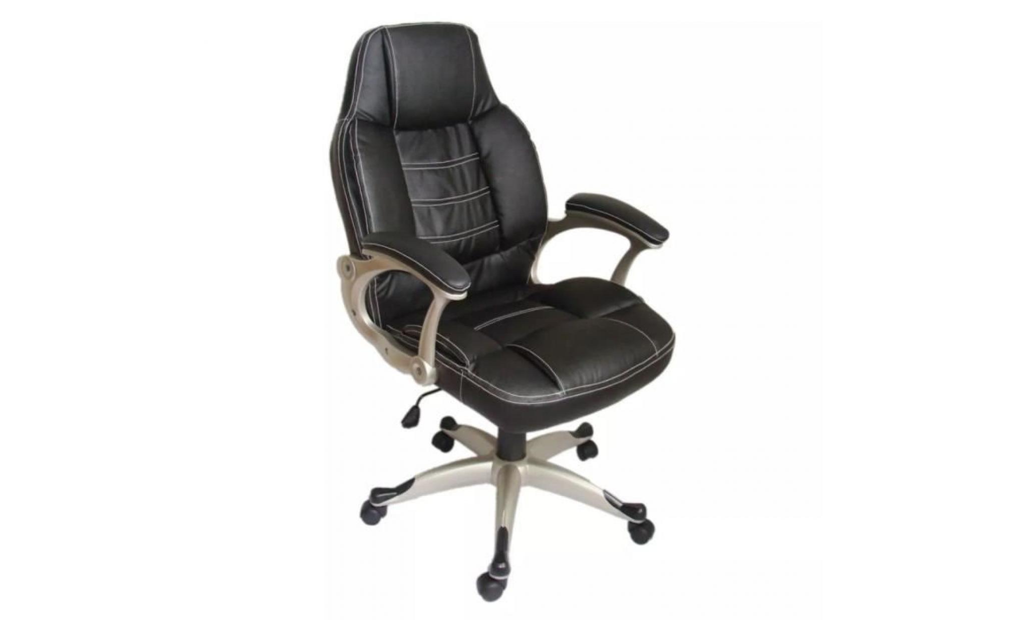fauteuil de bureau,  chaise de bureau, siège de bureau pivotante sur roulette chaise d‘ordinateur en cuir mélangé noir 59 x 51 x