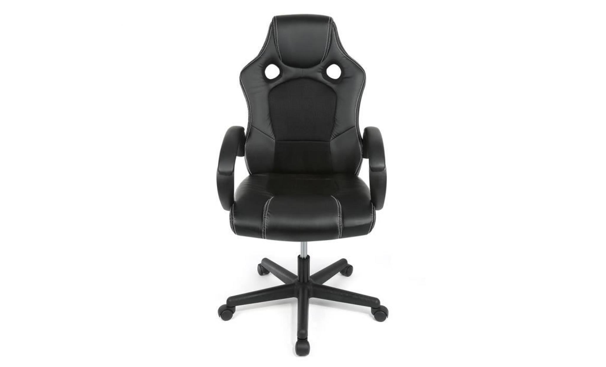fauteuil de bureau chaise pour ordinateur pu 2 roulettes supplémentaires fournies noir