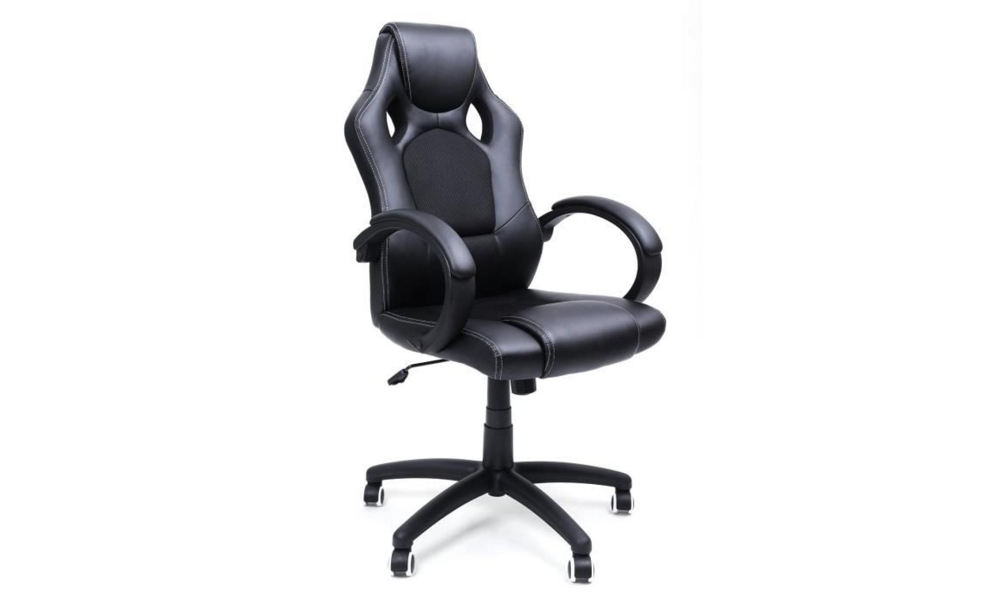 fauteuil de bureau chaise pour ordinateur pu simili cuir 2 roulettes supplémentaires fournies noir