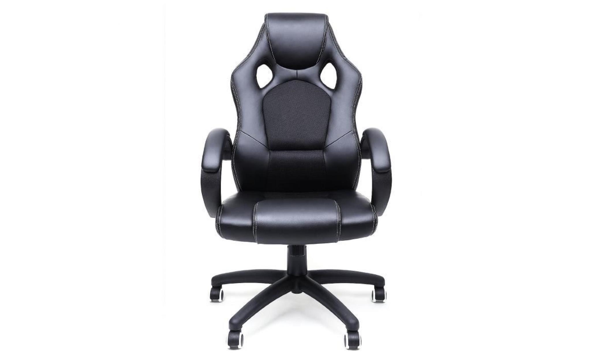 fauteuil de bureau chaise pour ordinateur pu simili cuir 2 roulettes supplémentaires fournies noir pas cher