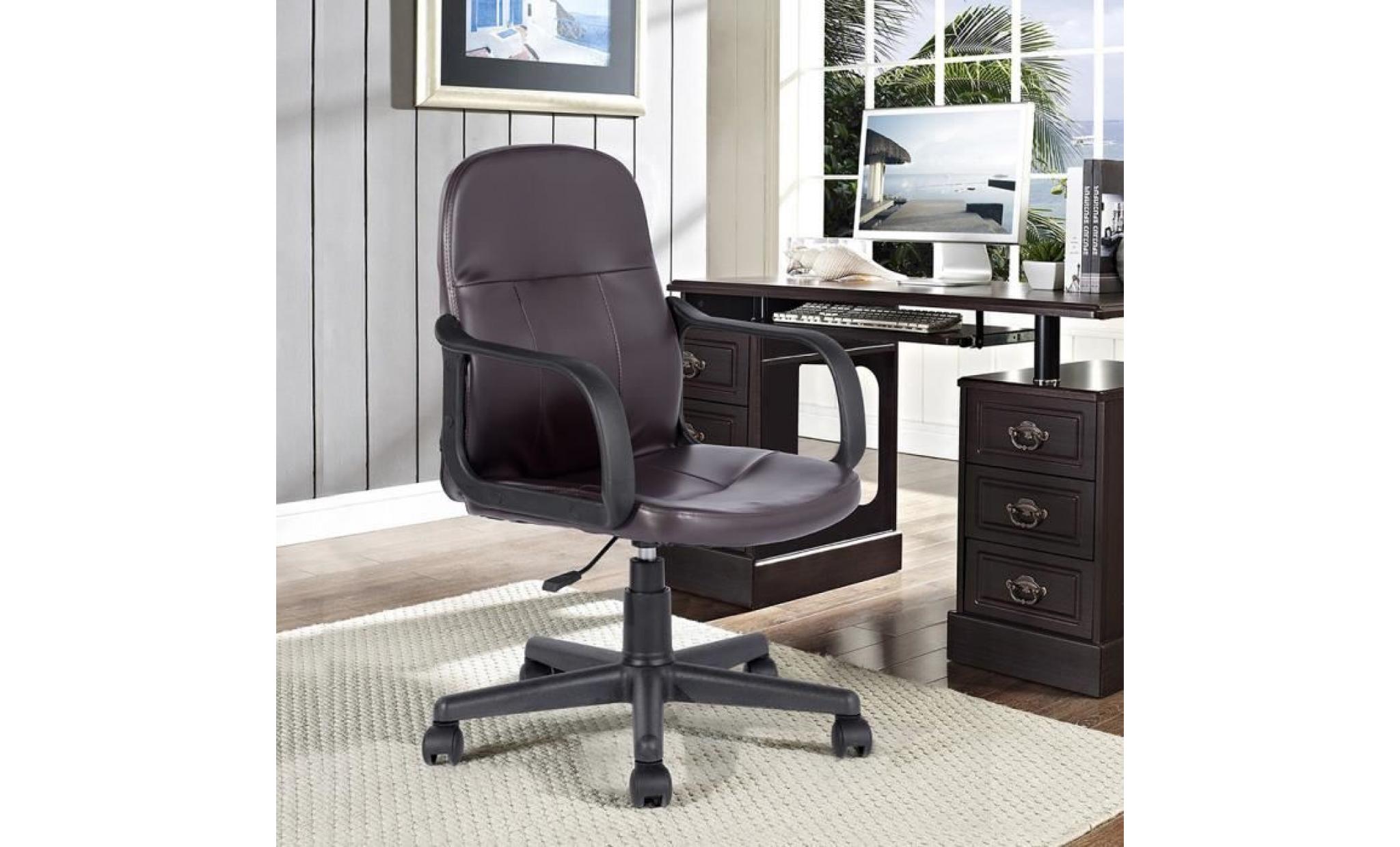 fauteuil de bureau chaise    pvc hauteur réglable roulettes pivotantes    marron    57x56x87 97cm