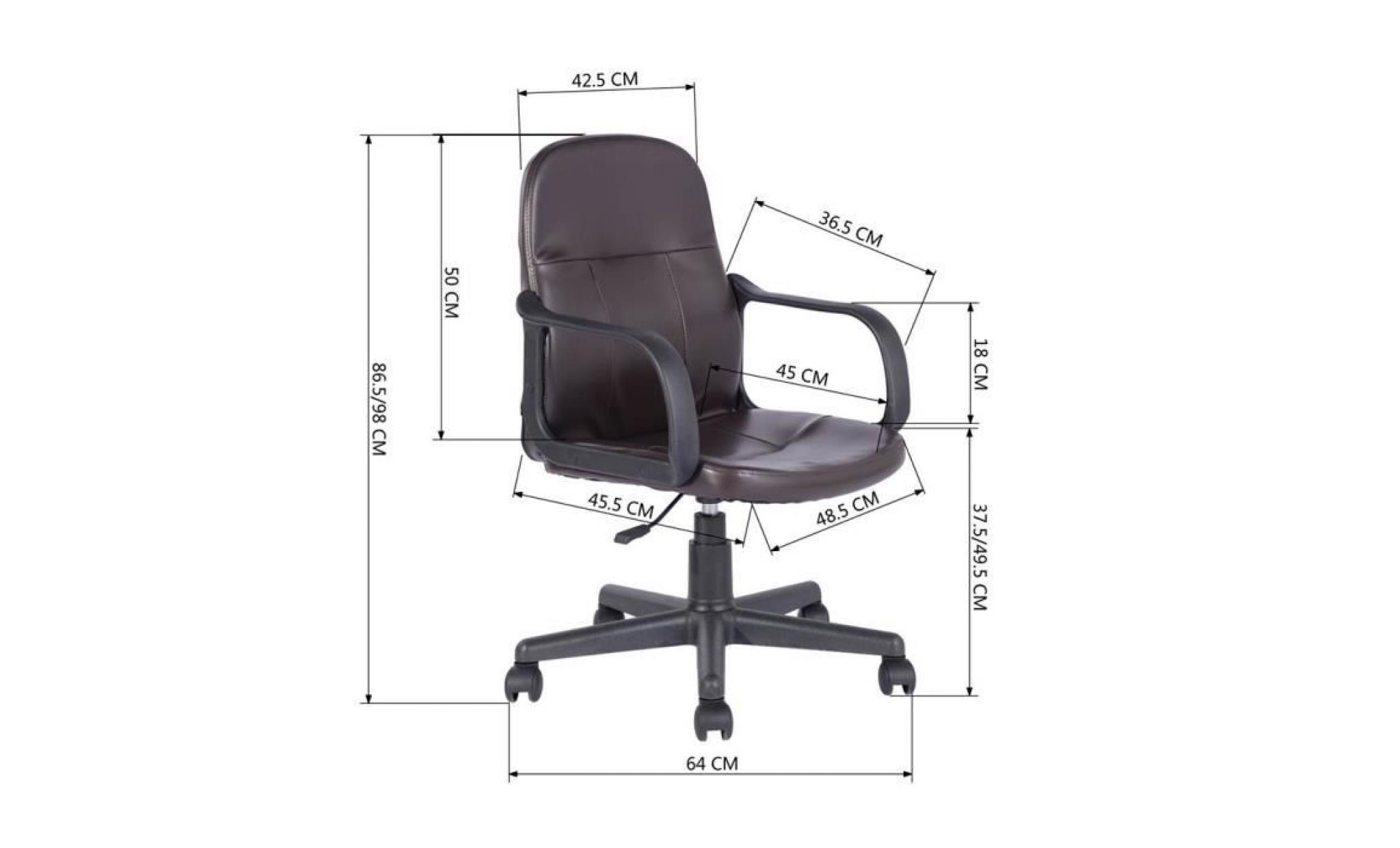 fauteuil de bureau chaise    pvc hauteur réglable roulettes pivotantes    marron    57x56x87 97cm pas cher