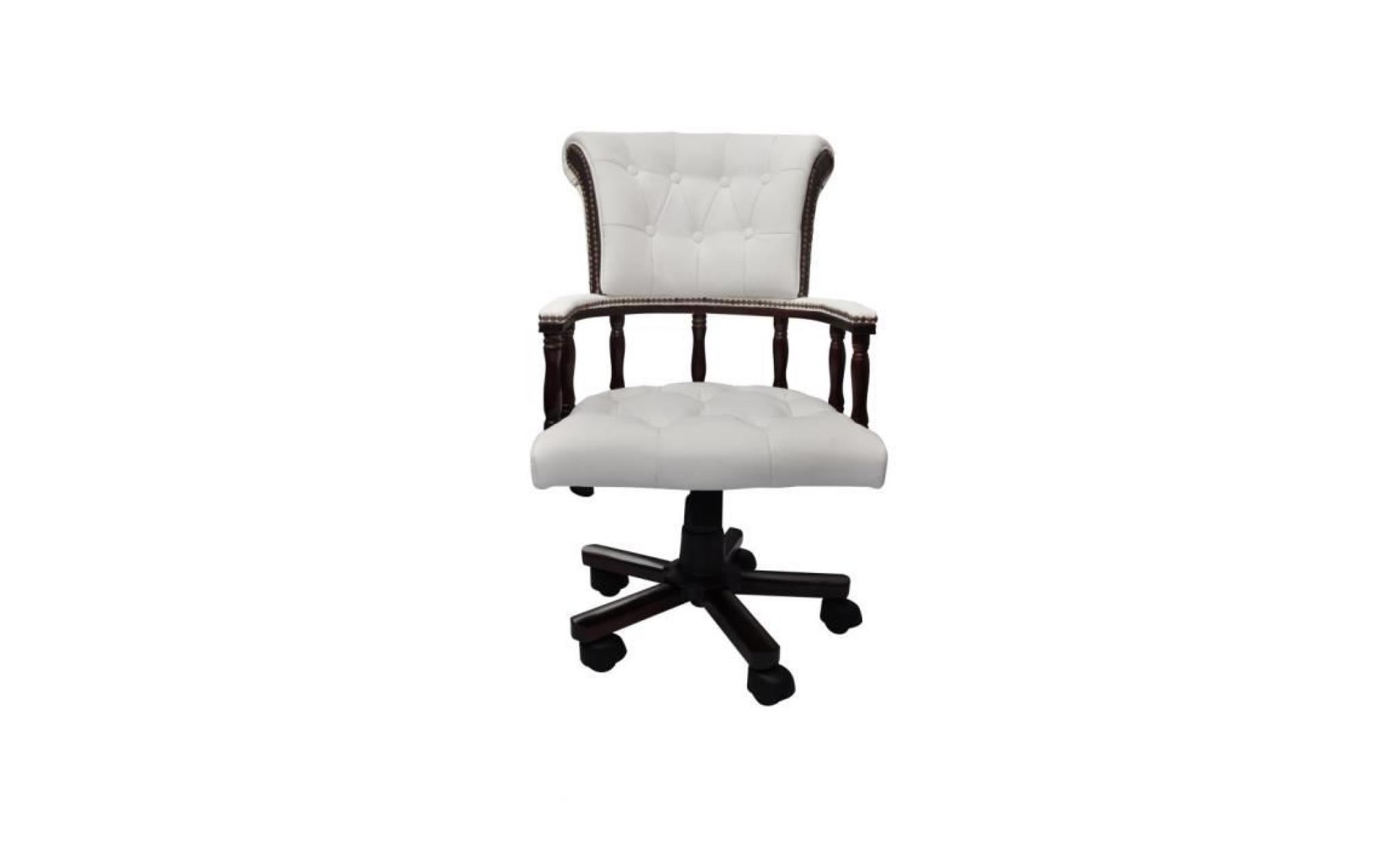 fauteuil de bureau chaise réglable et pivotement en cuir mélangé blanc 62 x 50 x (96   104) cm pas cher