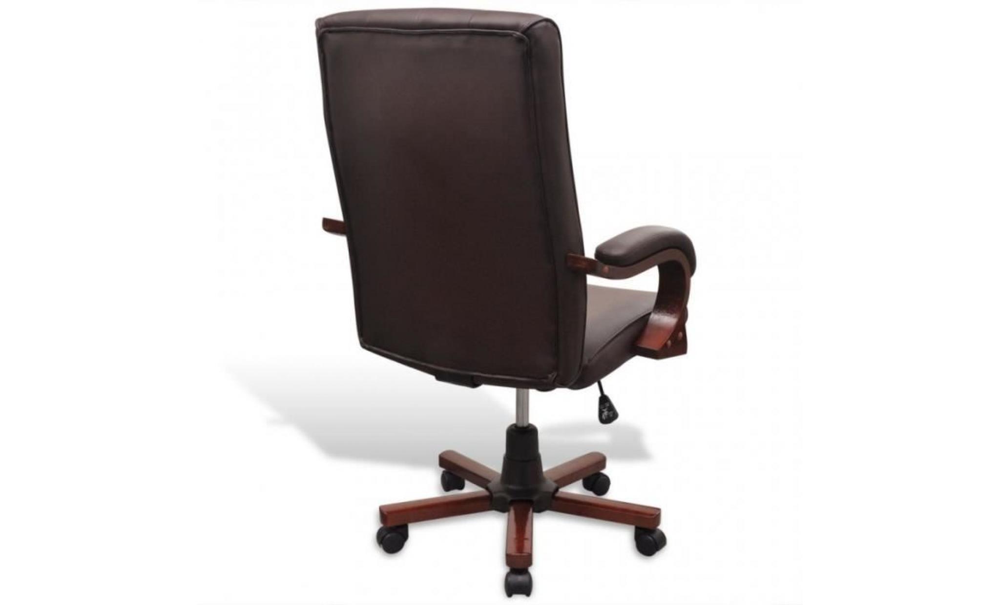 fauteuil de bureau chesterfield en cuir artificiel marron pas cher