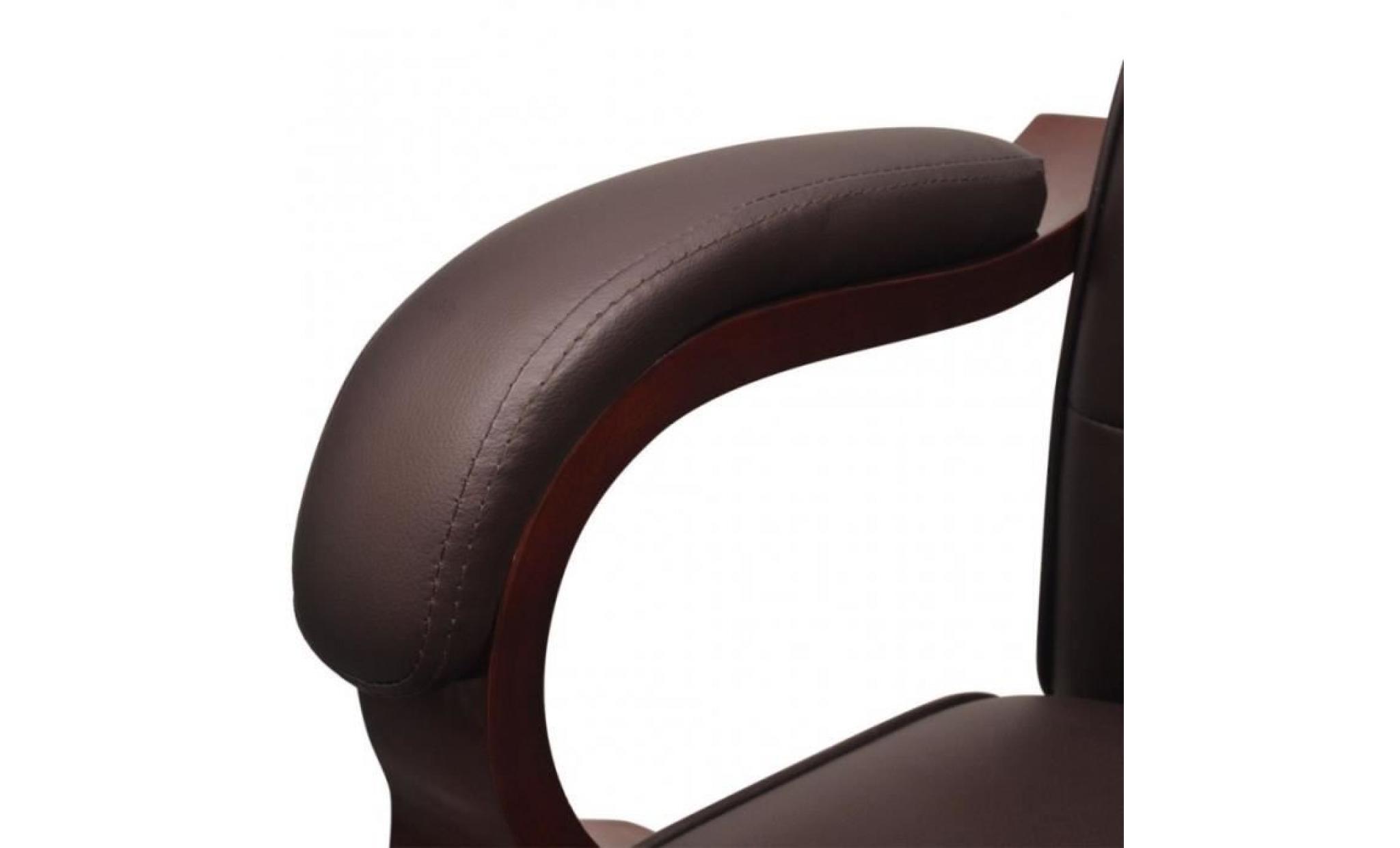 fauteuil de bureau chesterfield en cuir artificiel marron pas cher