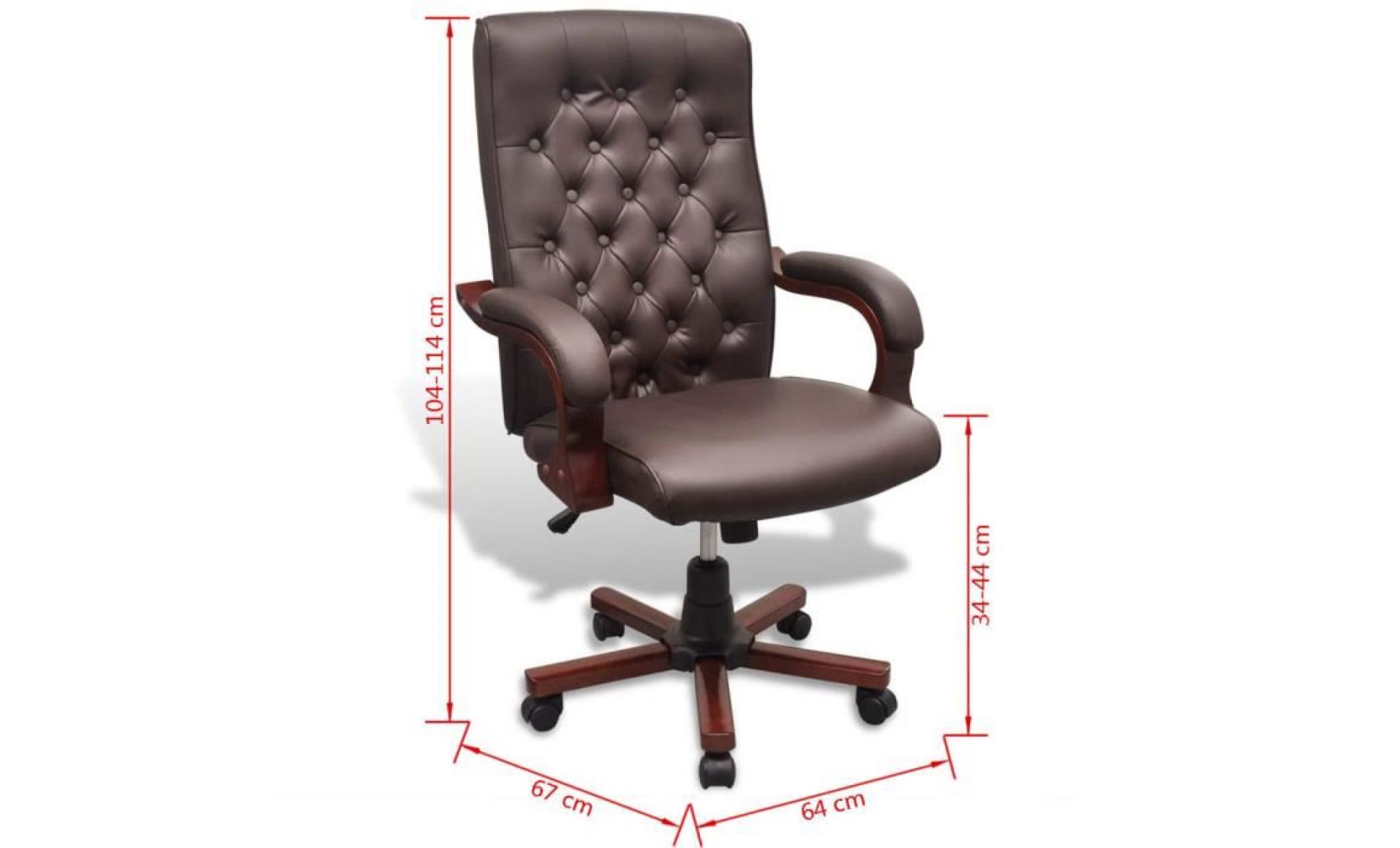 fauteuil de bureau chesterfield en cuir64 x 67 x (104   114) cm artificiel marron sièges de bureau chaise de bureau contemporainen pas cher
