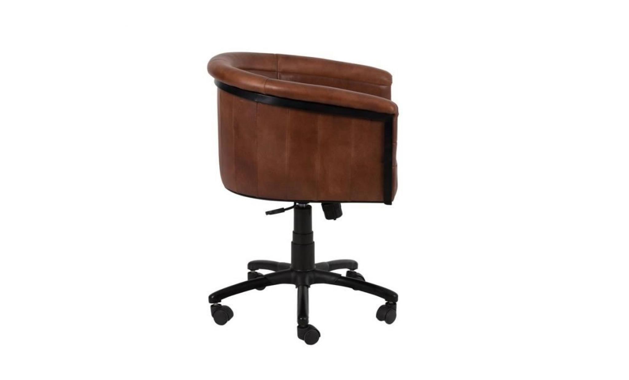 fauteuil de bureau cuir cognac   silvio   l 62 x l 60 x h 80 pas cher