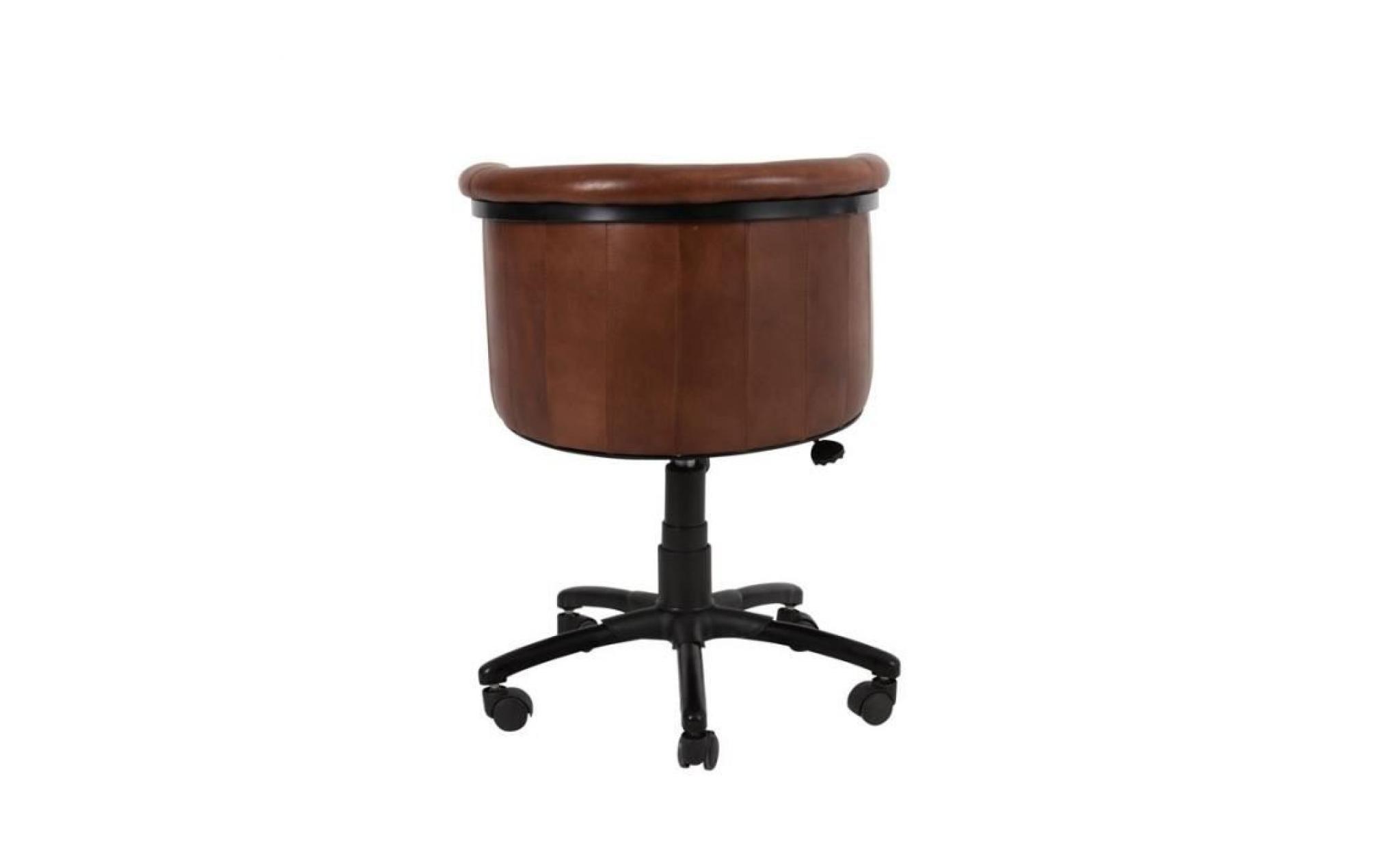 fauteuil de bureau cuir cognac   silvio   l 62 x l 60 x h 80 pas cher