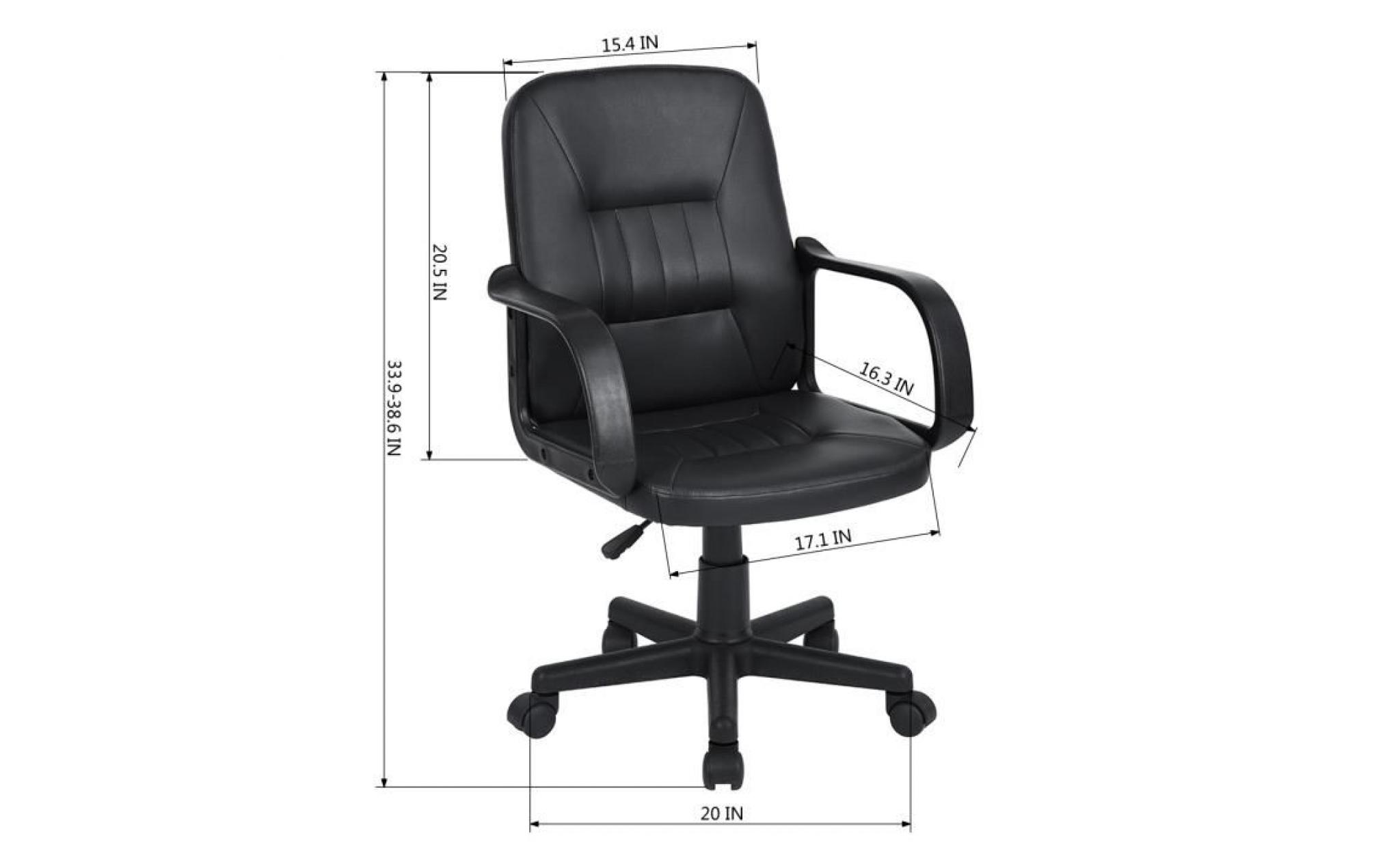 fauteuil de bureau cuir pivotant avec accoudoirs hauteur réglable,noir pas cher