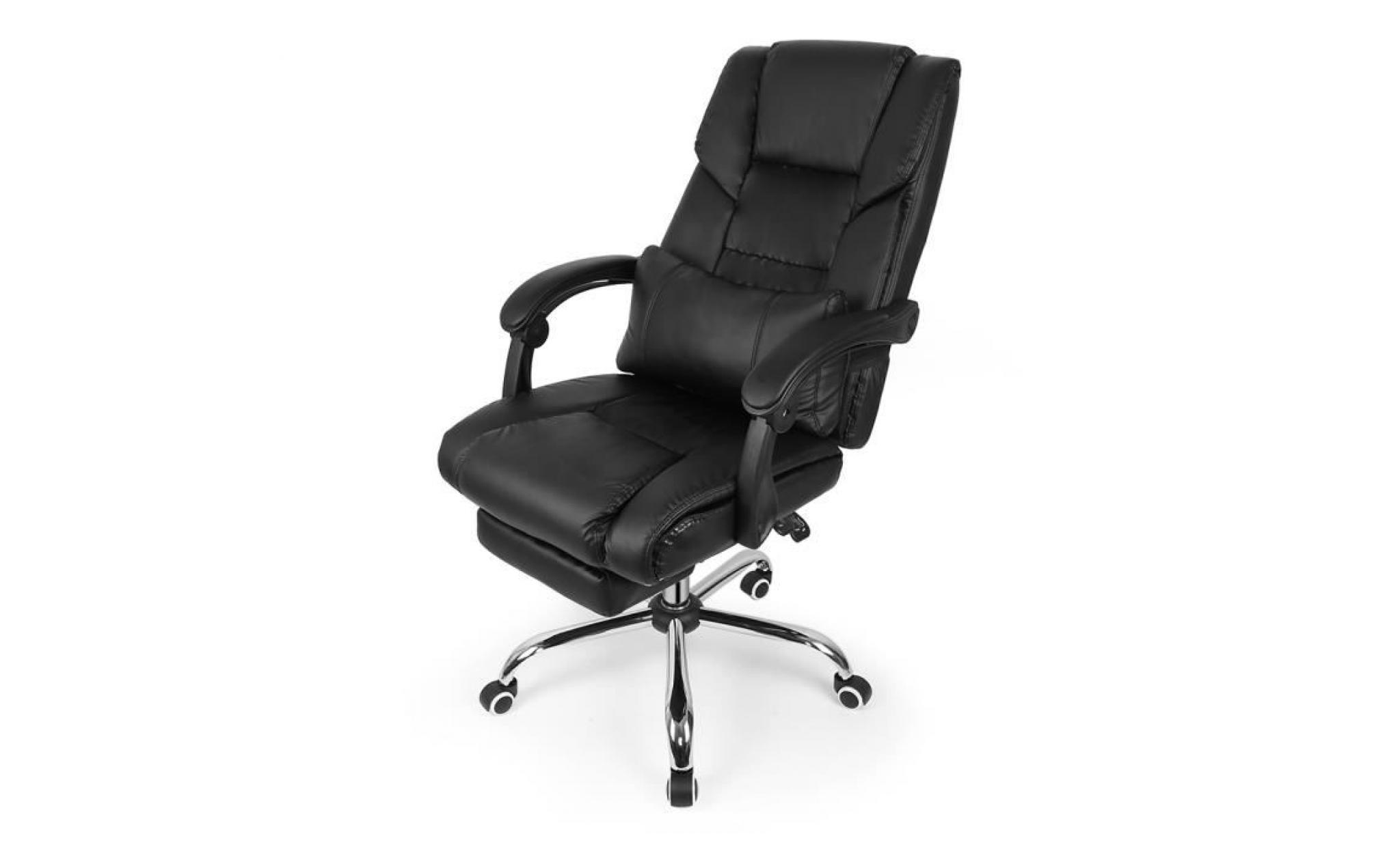 fauteuil de bureau de luxe chaise de bureau réglable avec oreiller soutien taille  noir