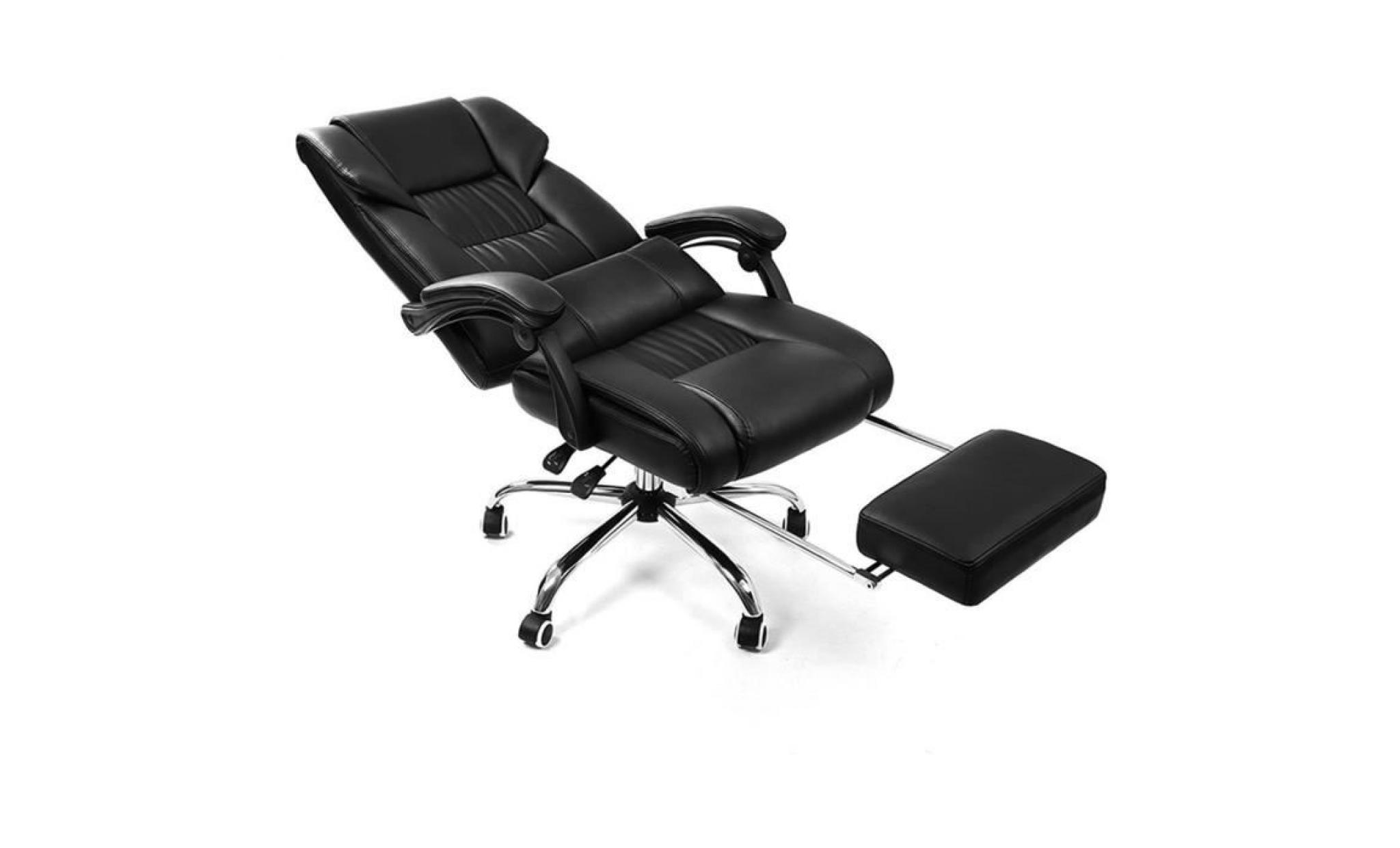 fauteuil de bureau de luxe chaise de bureau réglable avec oreiller soutien taille  noir pas cher
